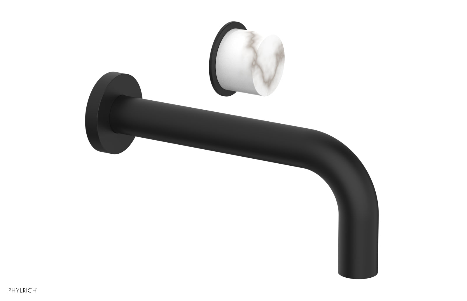Basic II Single Handle Wall Lavatory Faucet Set with White Marble Handle - 230 17 - Perfect for Bathroom Sink, Powder Room, and Guest Bath Installations