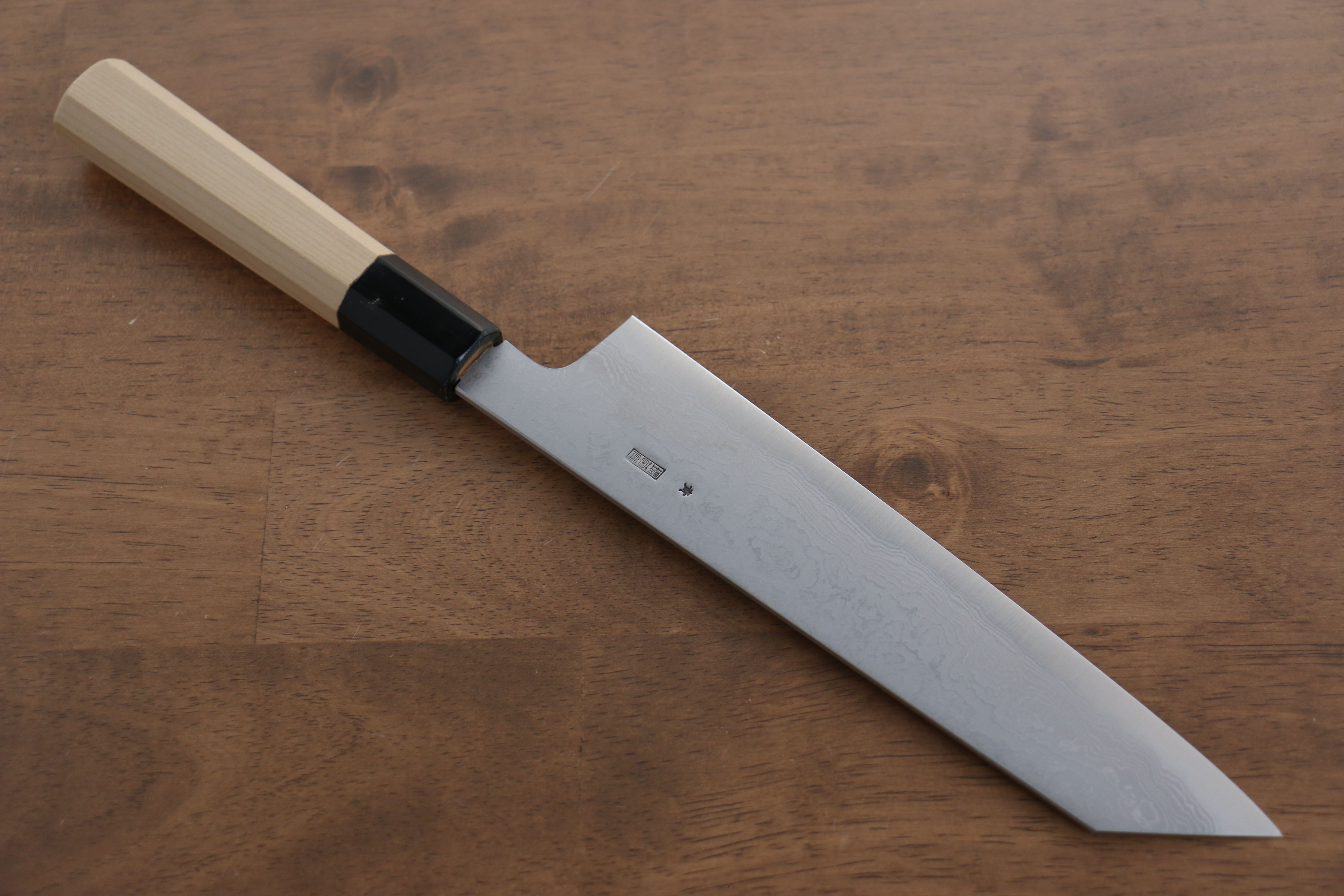 Premium Kikuzuki Blue Steel No.1 Damascus Kiritsuke Gyuto Knife 210mm - Japanese Chef Knife with Magnolia Wood Handle - Perfect for Sushi, Sashimi & Precision Cutting
