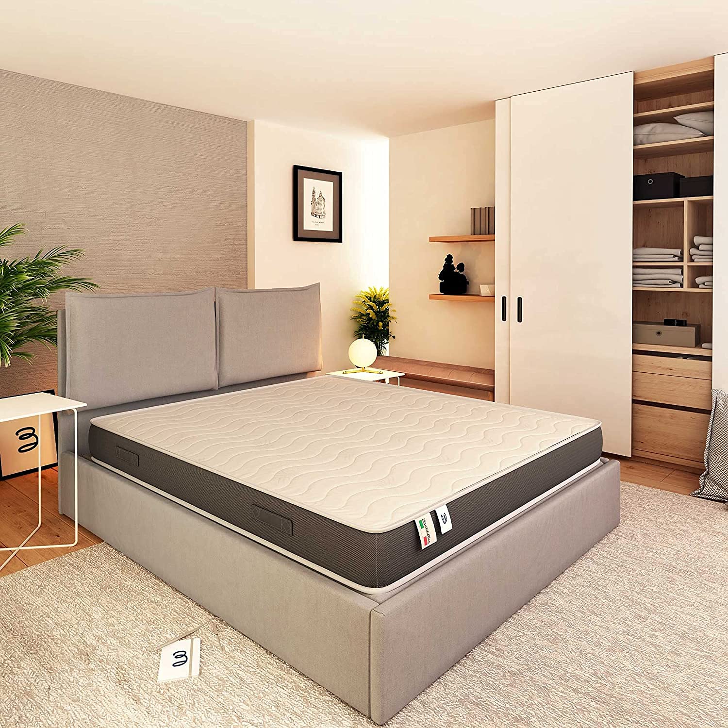 Baldiflex Waterfoam Single Power Mattress with Aloe Vera Cover, 3D Massage Band, Ergonomic, Breathable, Anti-Dust Mite - 70x190cm + Free Pillow - Perfect for Small Spaces, Guest Rooms & Dormitories