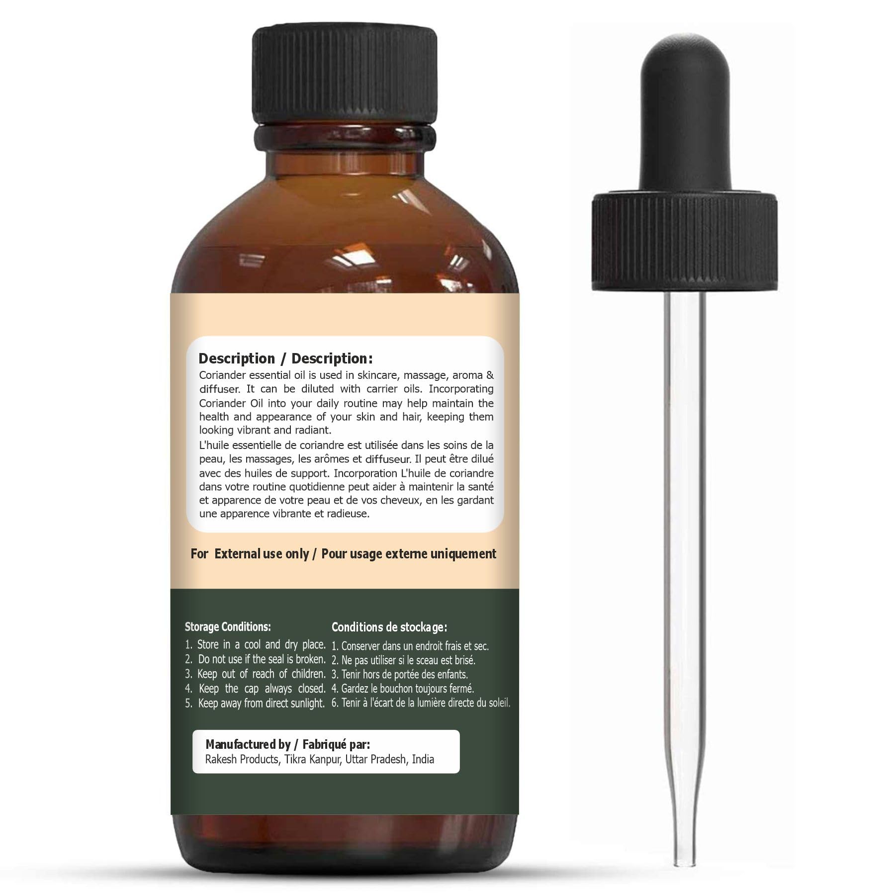 Organic Coriander Essential Oil (Coriandrum Sativum) - 100% Pure & Natural for Skincare, Hair Care, Aromatherapy & Massage - 30ml/1.01fl oz - Perfect for Diffusers, DIY Beauty Products & Stress Relief