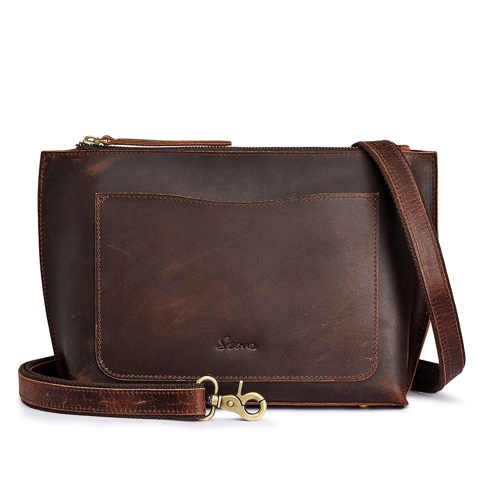 S-ZONE Genuine Leather Crossbody Bag for Women - Vintage Shoulder Purse Handbag - Perfect for Work, Travel & Everyday Use