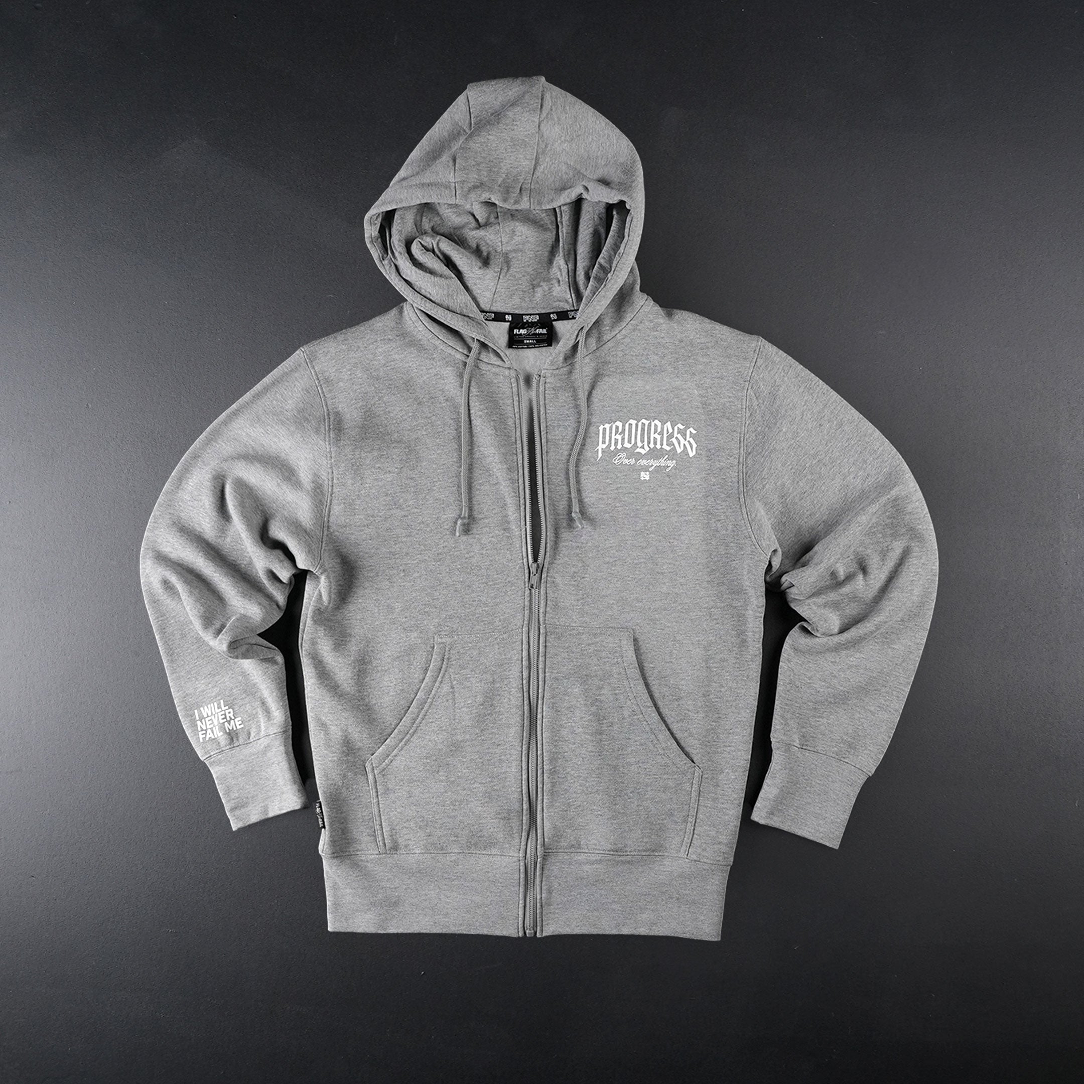 PROGRESS Zip Up Hoodie - Grey | Men's & Women's Casual Pullover for Gym, Running & Everyday Wear