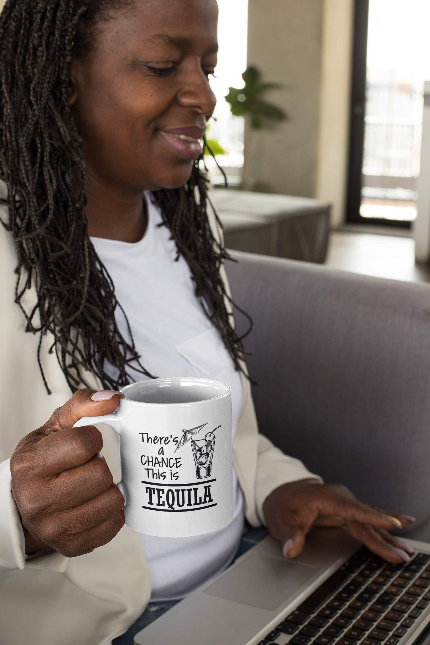 Funny Tequila Coffee Mug - 15oz Ceramic Cup with Humorous 'There's a Chance This Is Tequila' Design - Perfect for Coffee, Tea & Office Decor Gift