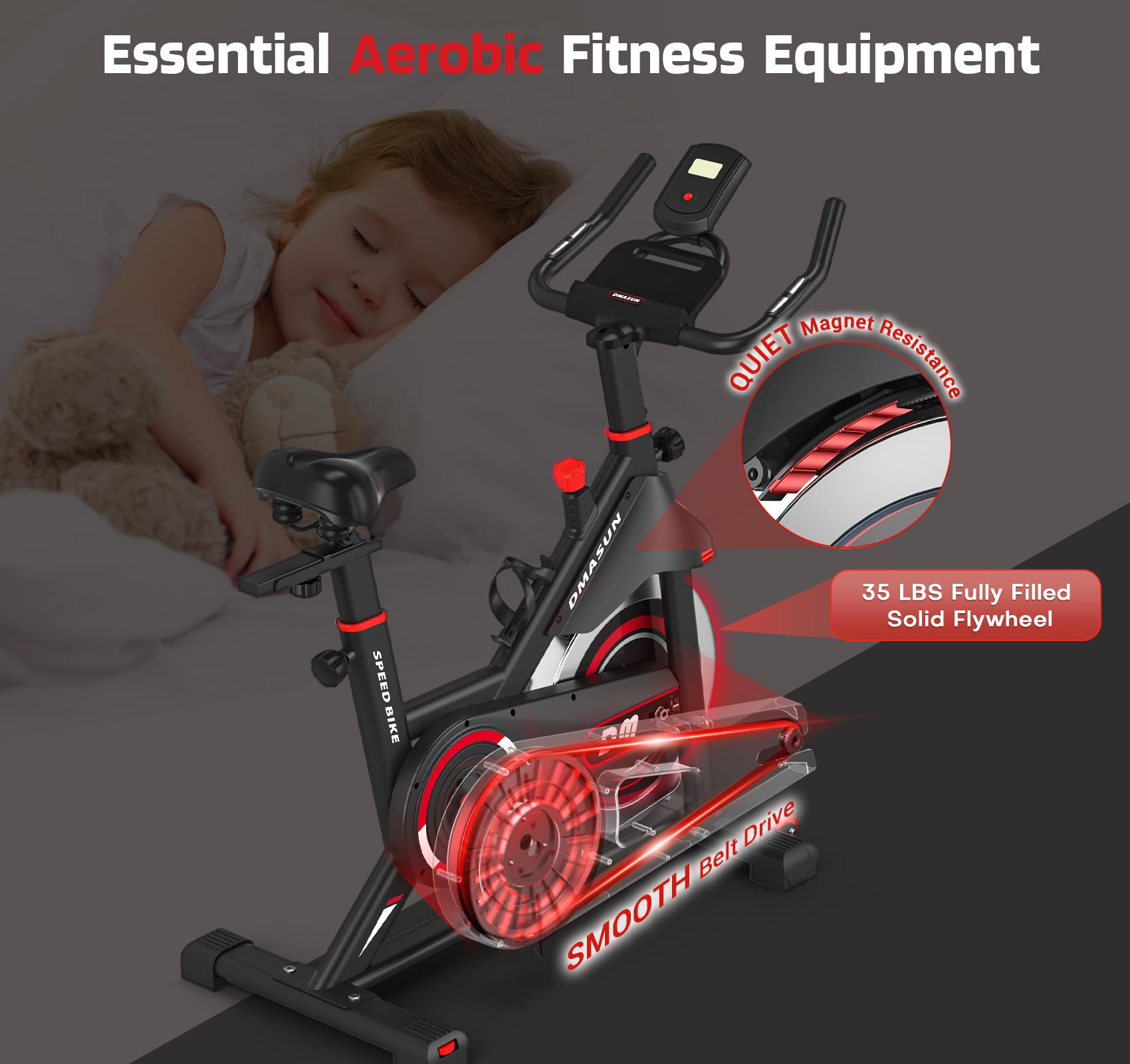 DMASUN Indoor Cycling Bike - Stationary Exercise Bike with Comfortable Seat Cushion & Digital Pulse Display - Perfect for Home Gym, Cardio Workout & Fitness Training