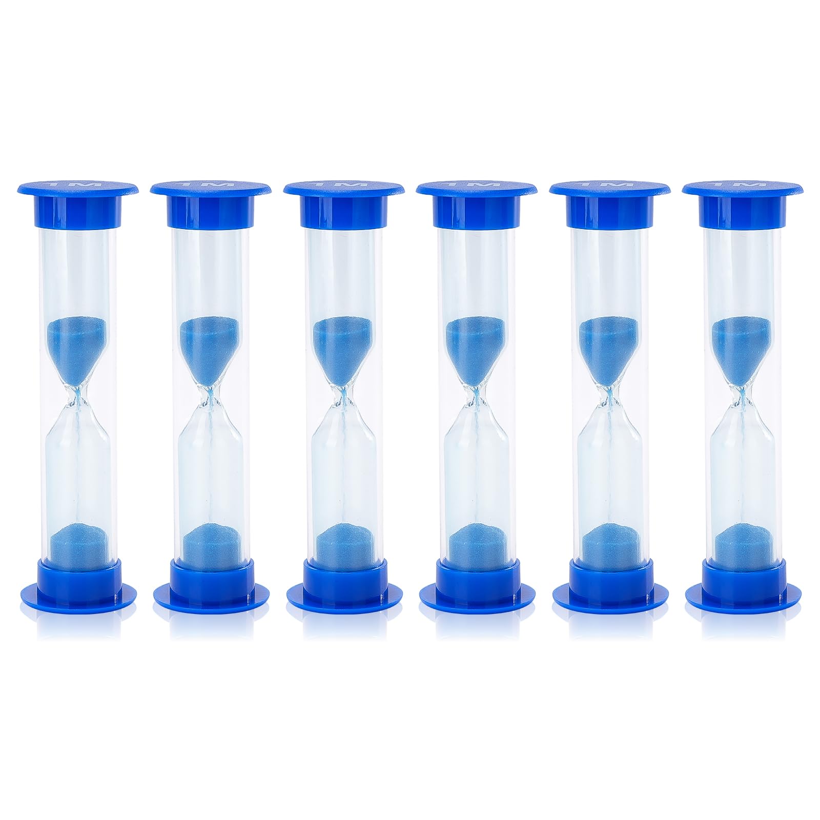 I-MART 6-Pack Blue Plastic 1-Minute Sand Timer Hourglass - Perfect for Board Games, Classroom Activities, Cooking & Time Management