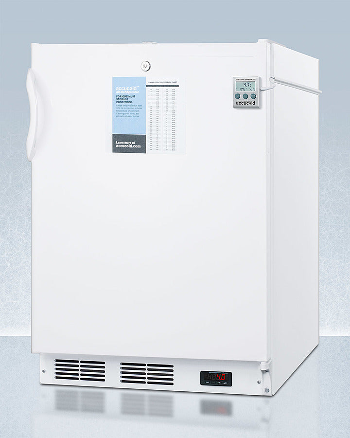 Accucold 24-Inch Wide ADA Compliant Commercial Refrigerator with Front Lock & Internal Fan - Perfect for Restaurants, Cafes, and Medical Facilities