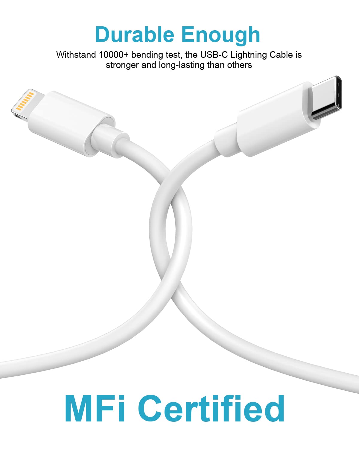 HOSOW 20W USB C Fast Charger with MFi Certified USB C to Lightning Cable (2M) - Compatible with iPhone 13/12/11 Pro Max/Mini/XS/XR/X/SE/8 & iPad - Perfect for Home, Office & Travel Charging