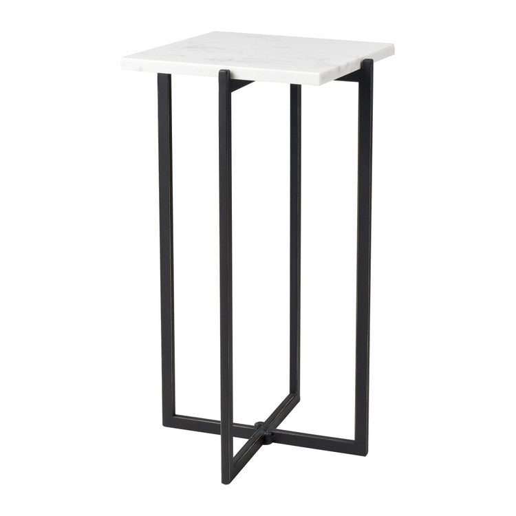 Lanier Square Accent Table - 10 x 18 Inch Black/White End Table - Perfect for Living Room, Bedroom or Office Decor
