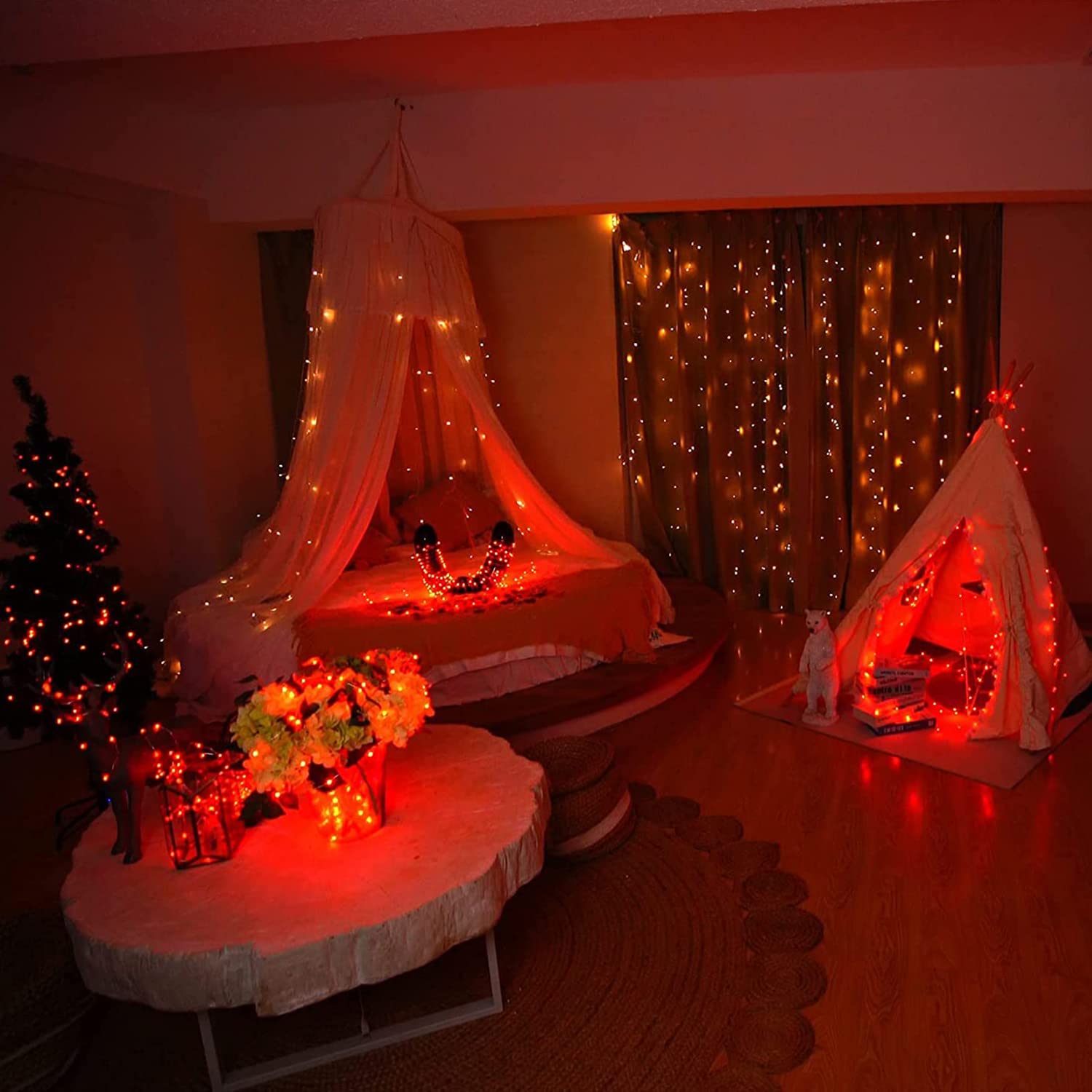 RUICHEN 33 Ft 100 LED Silver Wire Fairy Lights with Plug & Spool - Orange Warm White String Lights for Bedroom, Wedding, Party, Christmas Tree & Outdoor Decor