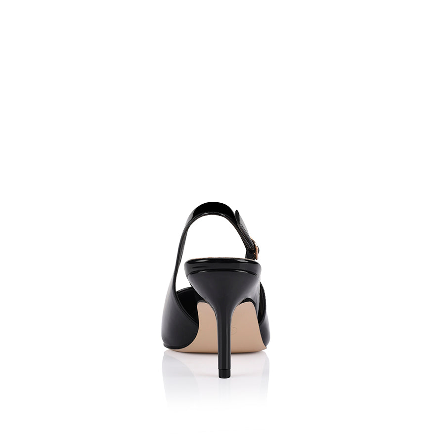 Shayley Women's Black Patent Leather Slingback Stilettos Heels - Elegant High Heel Dress Shoes for Parties, Weddings & Evening Events