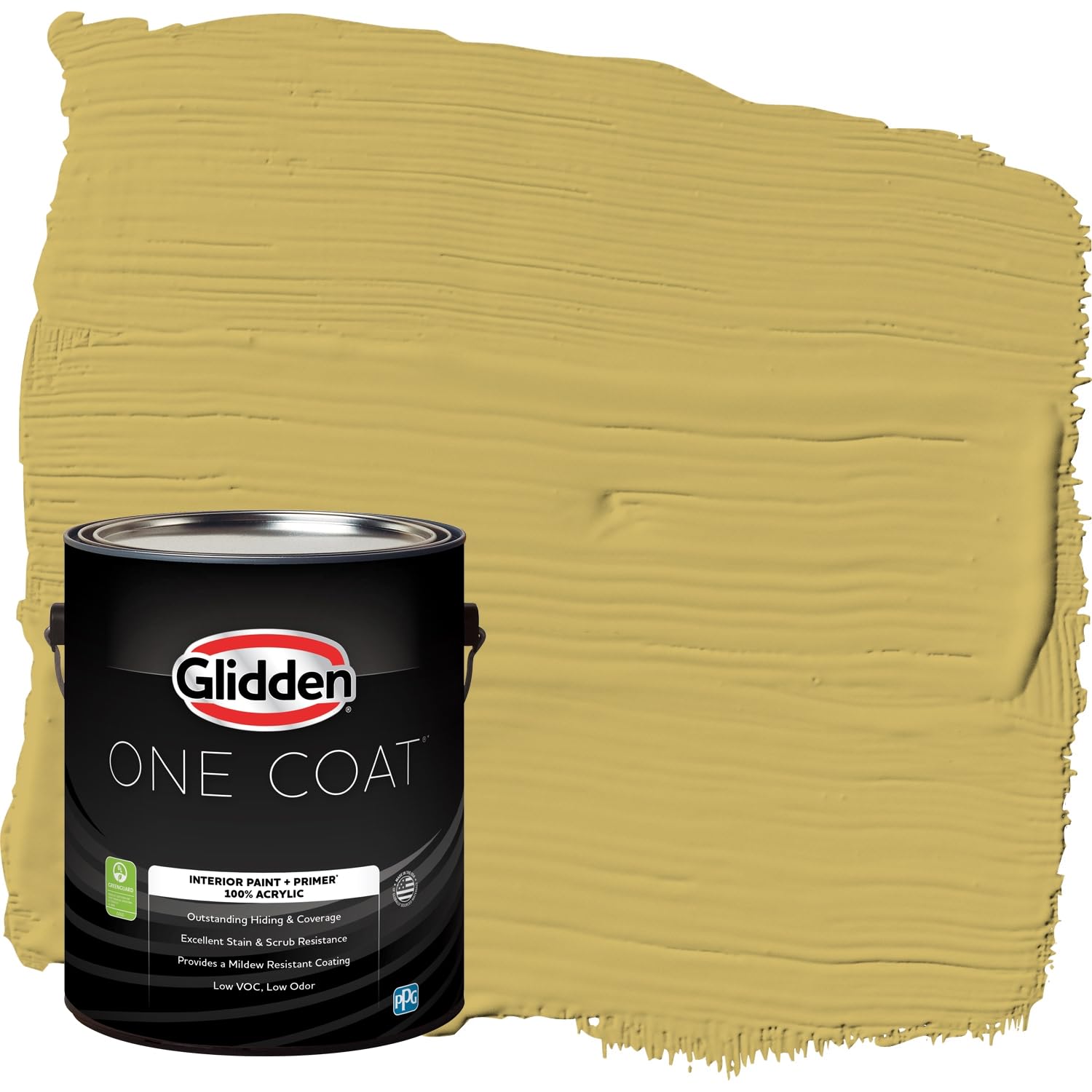 Glidden Interior Paint + Primer in Split Pea Soup Yellow - 1 Gallon Eggshell Finish One Coat Coverage - Perfect for Living Rooms, Bedrooms & Home Decor Projects