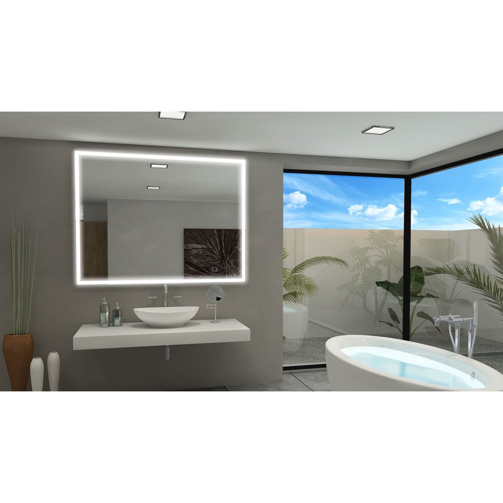 Dimmable LED Vanity Mirror with Galaxy Lighting - Adjustable Brightness Rectangle Makeup Mirror for Bathroom, Bedroom & Dressing Room