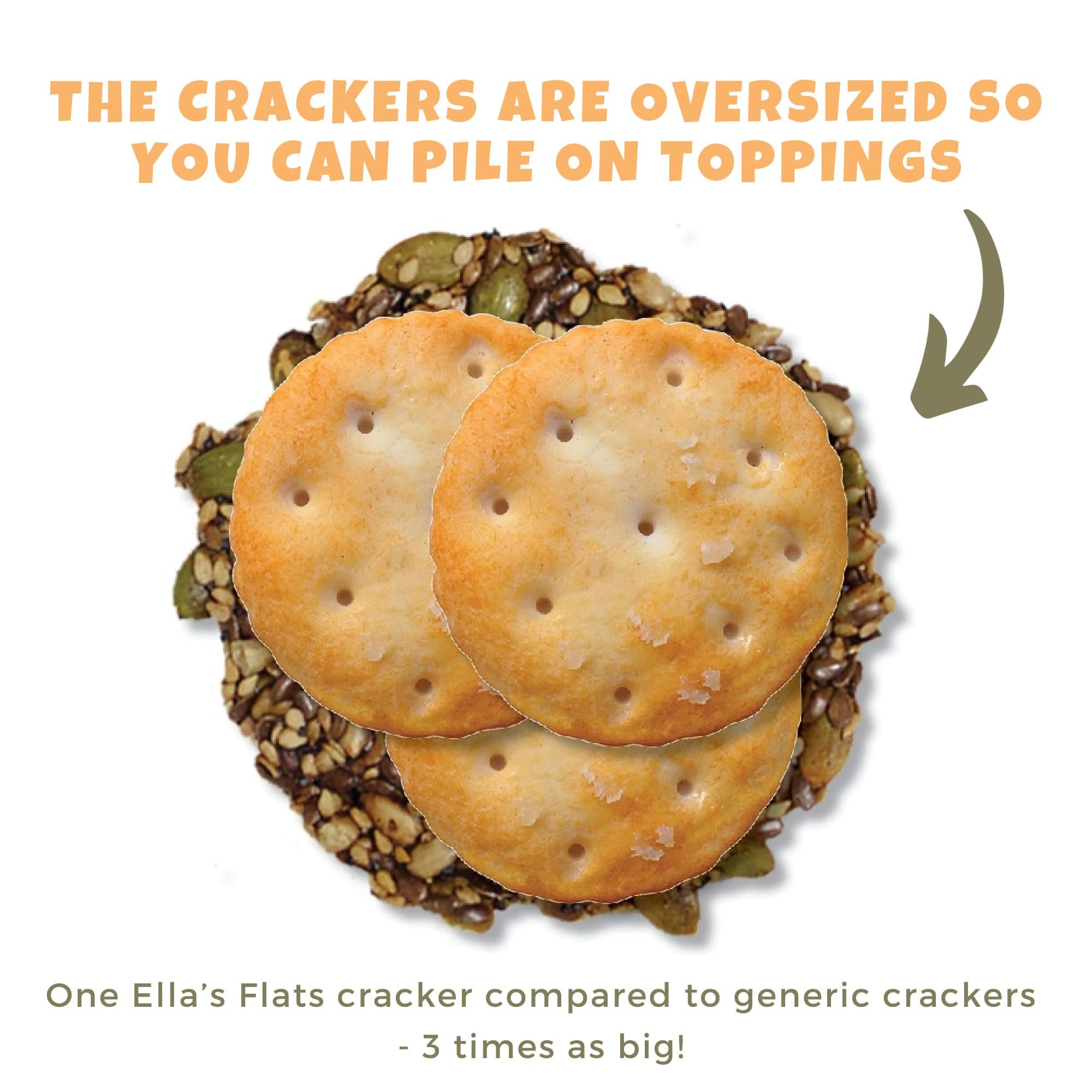 ELLA’S FLATS® Caraway All Seed Savory Crisps – All Natural, Gluten Free, High Protein, High Fiber, Vegan & Keto Friendly Snacks (3 Pack) – Perfect for Healthy On-the-Go Snacking, Lunchboxes, and Party Platters