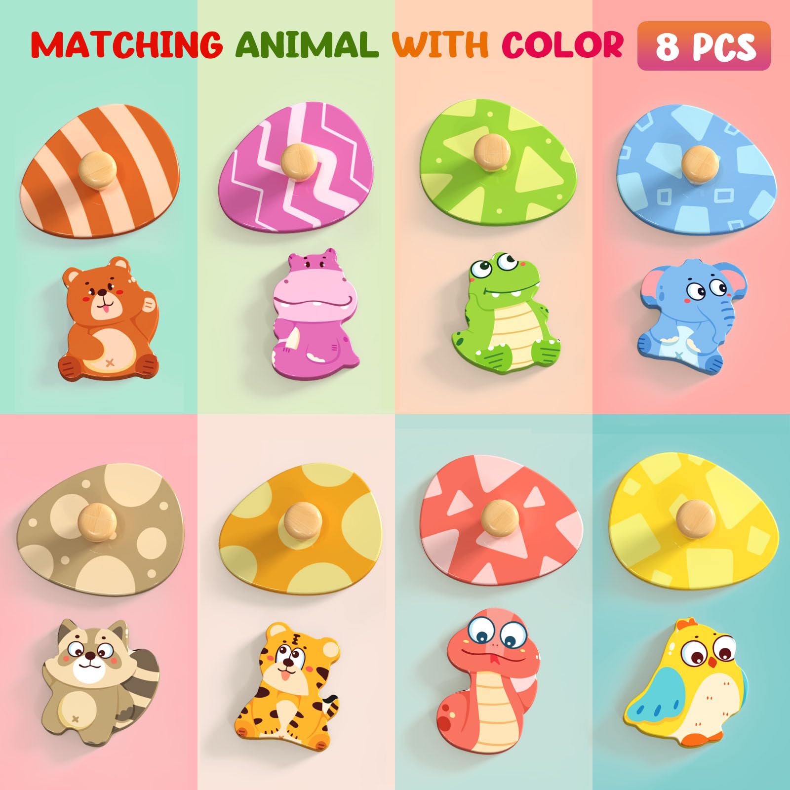 Wooden Animal Matching Egg Puzzle - 8 Piece Montessori Toddler Learning Toy for Boys & Girls | Educational Preschool Activity, Easter & Birthday Gift for Kids | Perfect for Early Childhood Development & Sensory Play