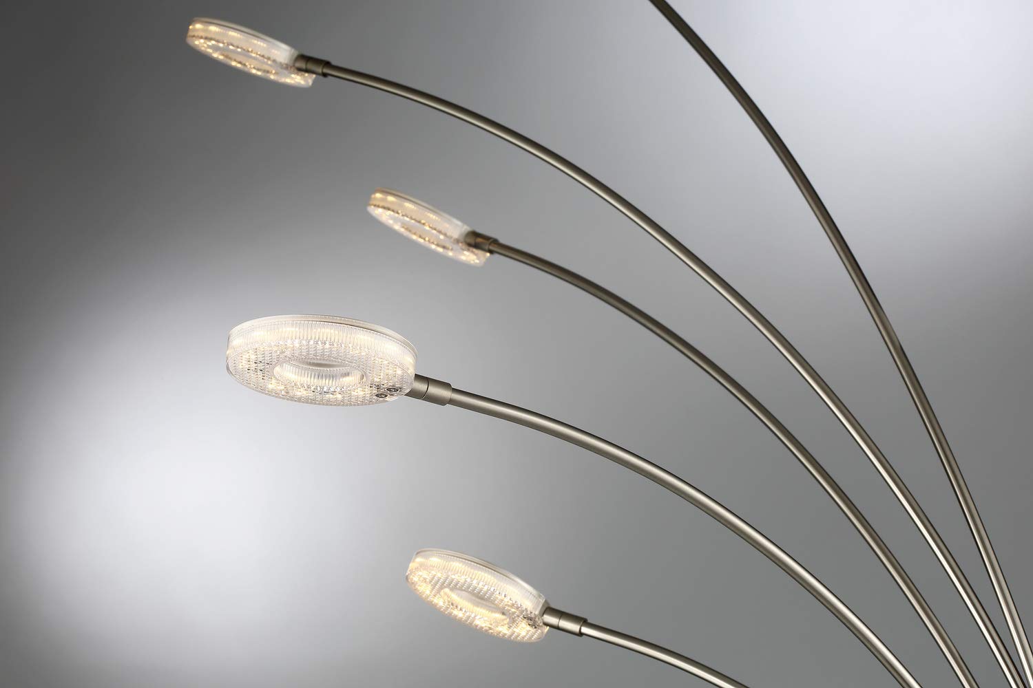 5-Light LED Arch Lamp in Brushed Nickel Finish - 35W Equivalent Energy Saving - Modern Ceiling Light for Living Room, Bedroom & Dining Room