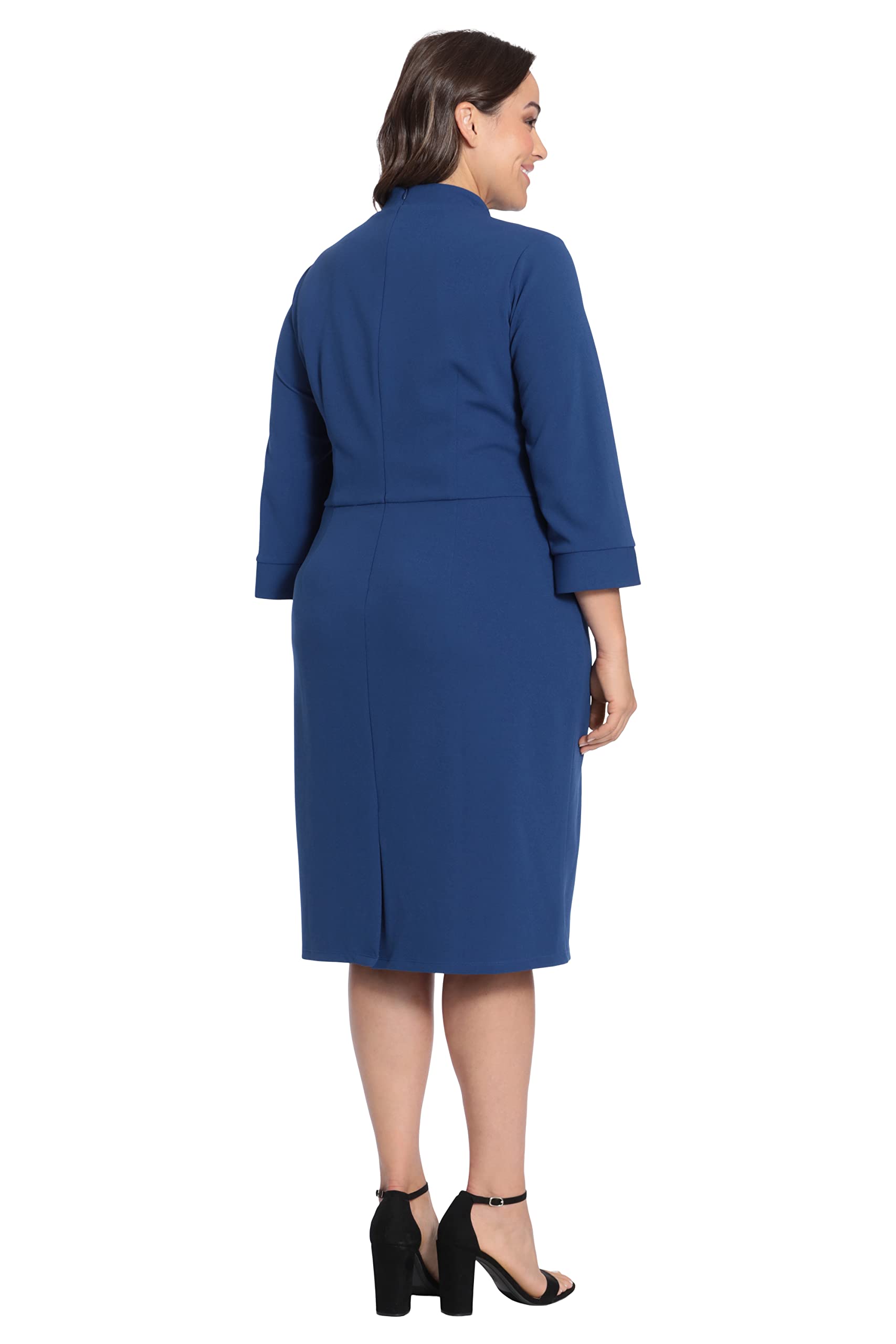 Donna Morgan Women's V-Neck Shirred Yoke Sheath Dress - Elegant Slim Fit Formal Dress for Office, Cocktail Party & Special Occasions