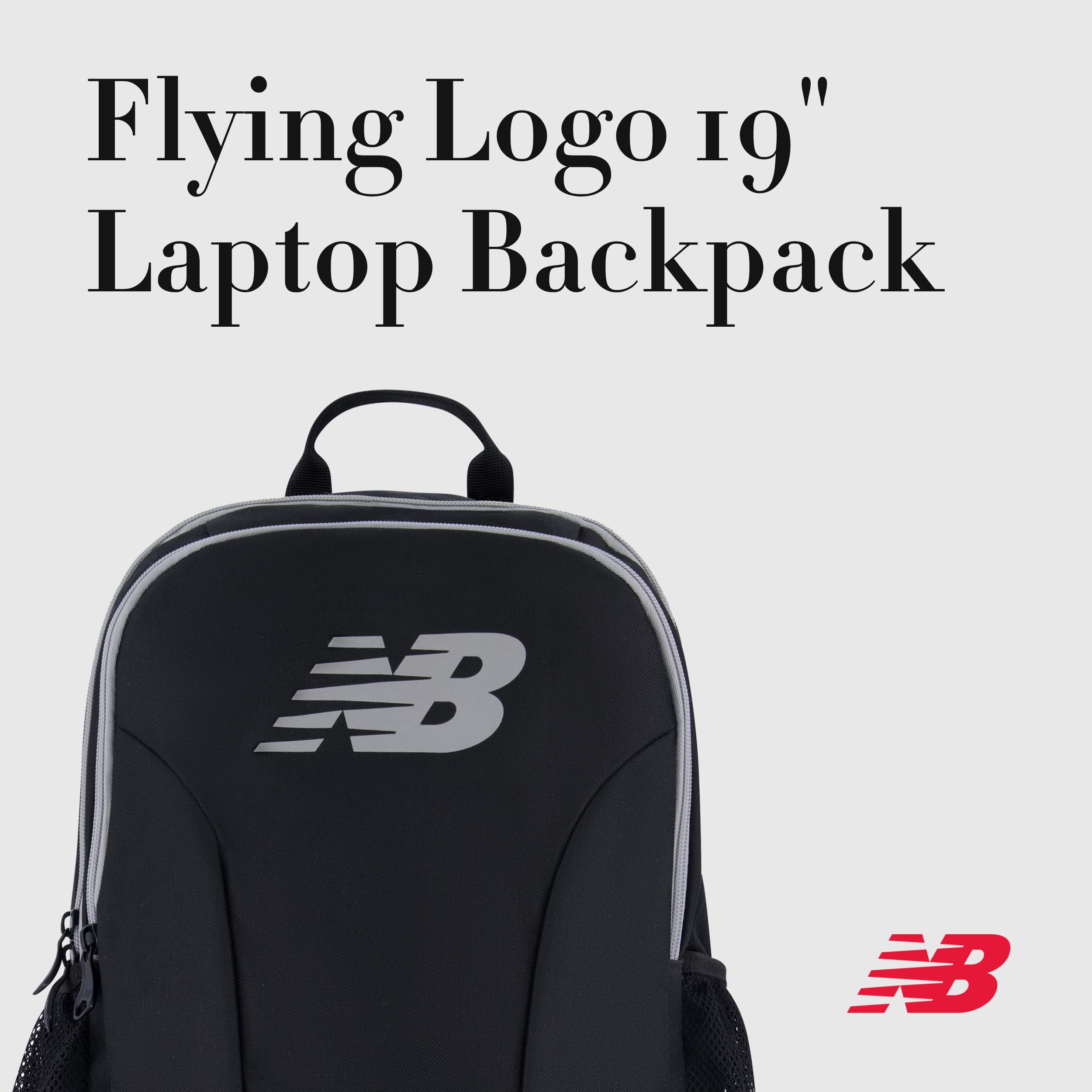 New Balance 19 Inch Laptop Backpack for Men & Women - Durable Travel Computer Bag with USB Charging Port - Perfect for Work, School & Business Trips (Black)