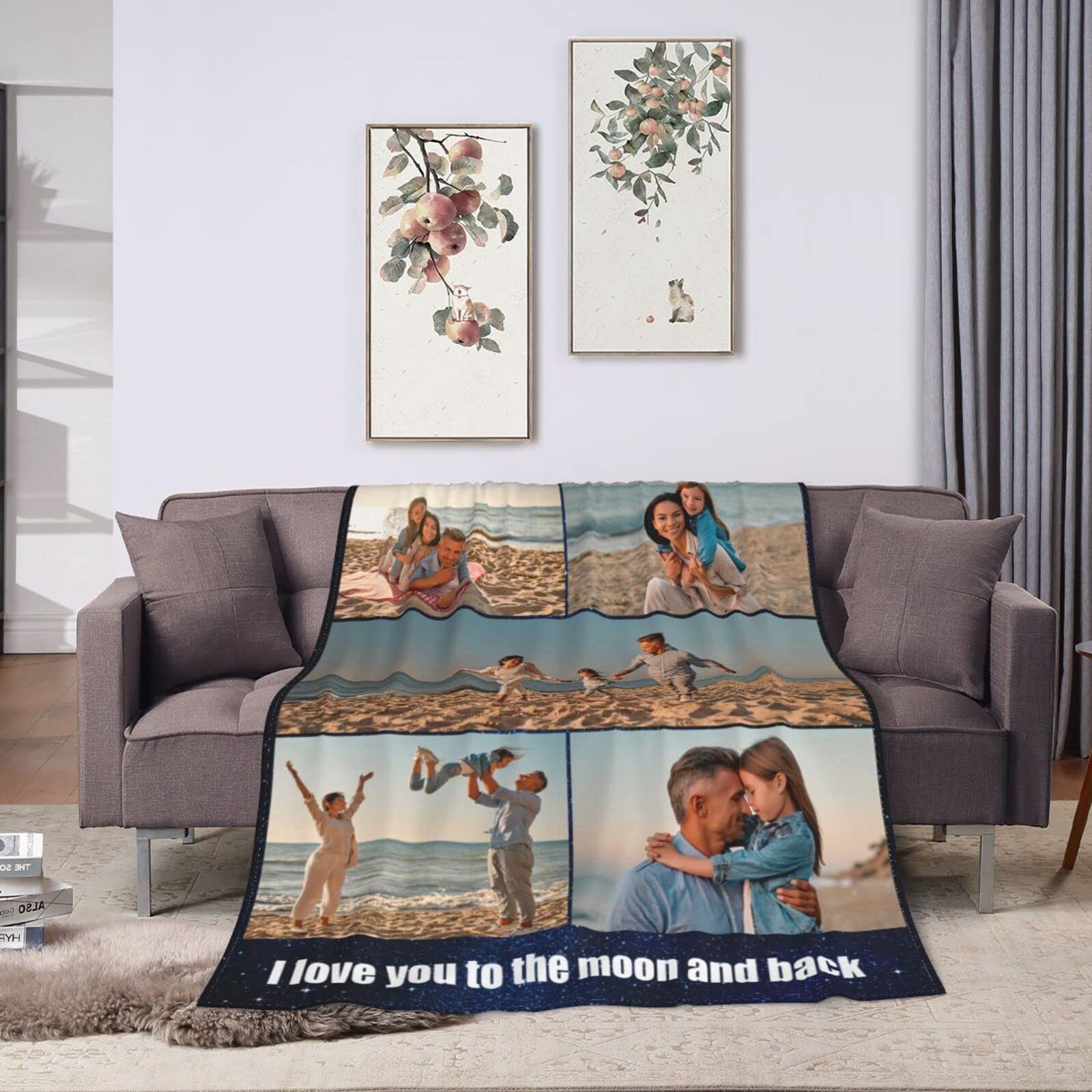 Custom Photo Blanket - Personalized Picture Blanket for Mom, Dad, Son, Daughter, Grandma, Sister, Brother | Unique Birthday, Anniversary & Holiday Gift | Perfect for Family Photos, Home Decor & Special Occasions