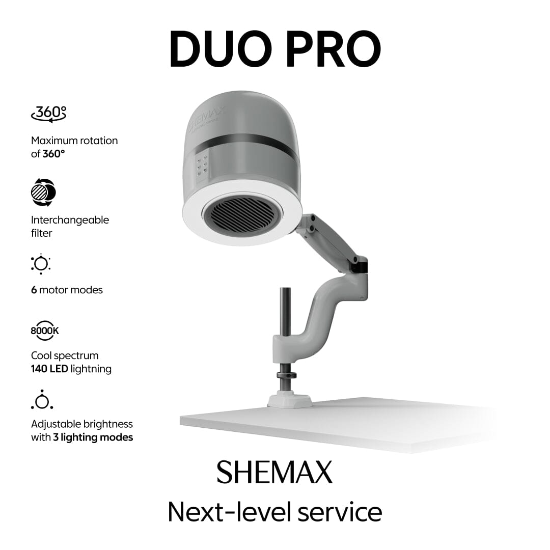 Shemax Duo Pro White Professional Nail Dust Collector - Portable Manicure Vacuum for Salon & Home Use - Perfect for Nail Technicians & DIY Nail Care