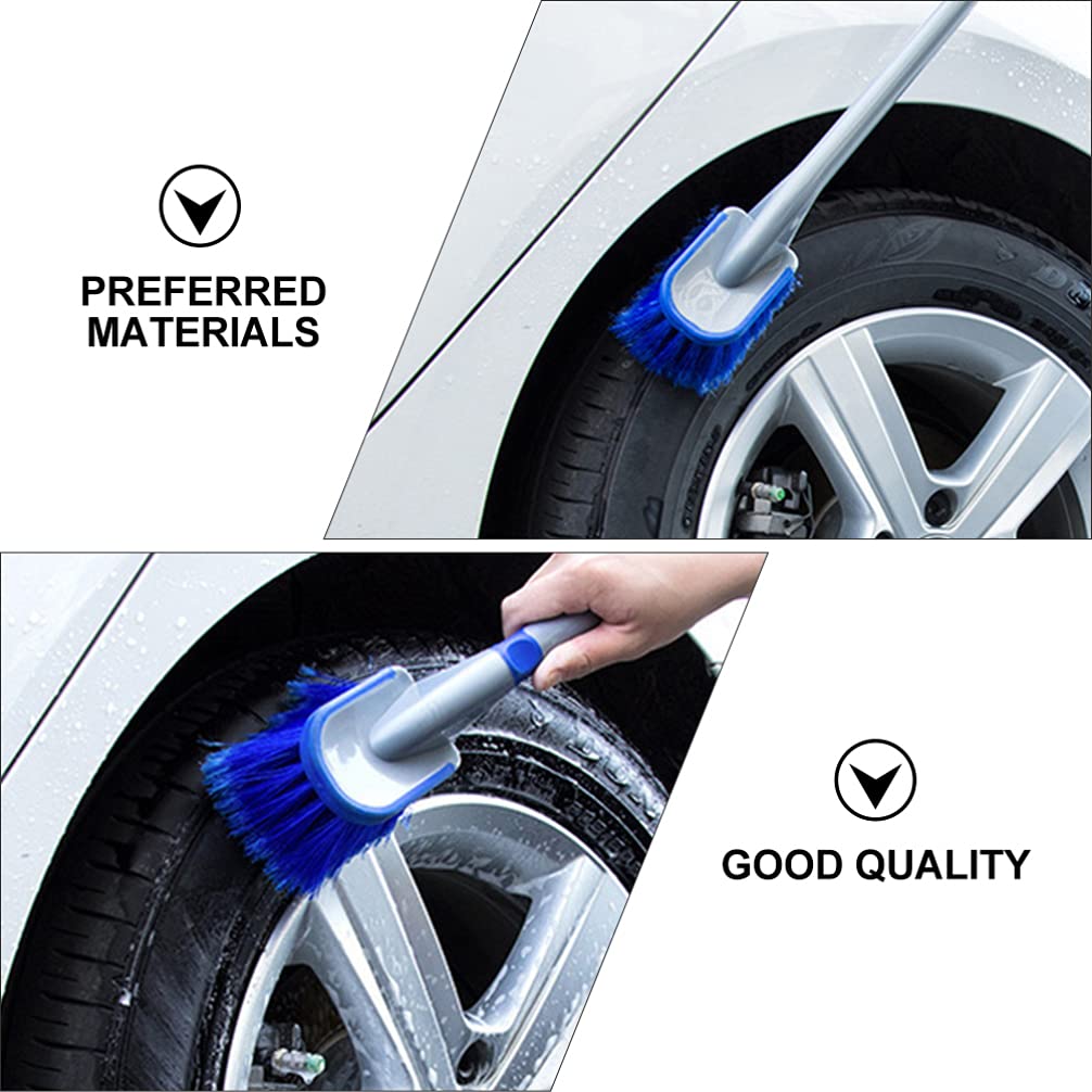 2-Piece Short Handle Car Cleaning Brush Kit - Blue PP Detailing Brushes for Tires, Wheels & Interior | Perfect for Auto Detailing, Car Wash & Vehicle Maintenance