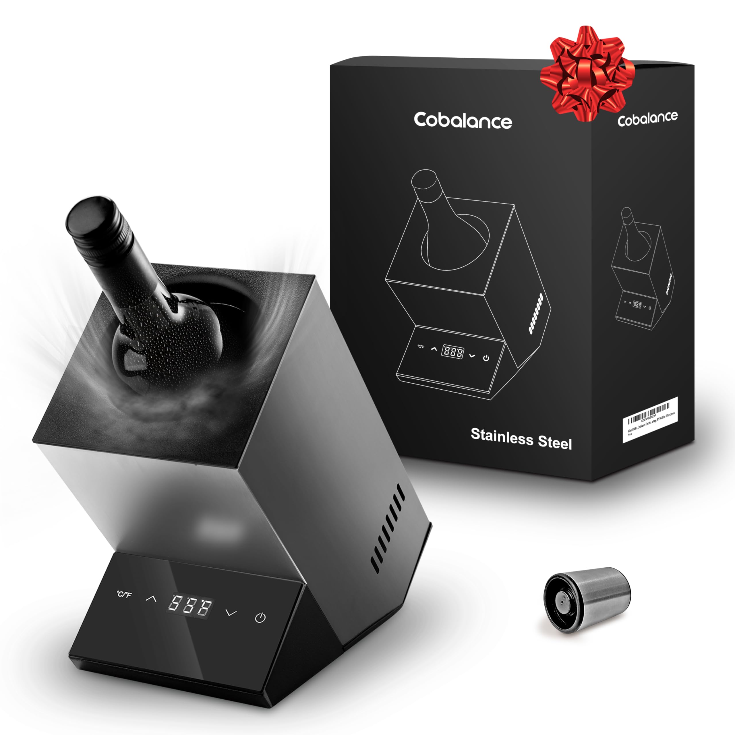 Cobalance Electric Wine Cooler & Chiller for 750mL Wine Bottles - Portable Single Bottle Wine Refrigerator with 24H Cooling, Iceless Wine Cooler for Parties, Gifts, Home & Office Use - Perfect for Wine Lovers & Entertaining
