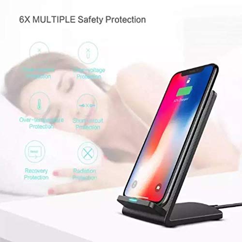 BoxWave 10W Wireless Charging Stand Compatible with Blackview BL6000 Pro - Fast Qi-Certified Charger with Cord-Free Design (Jet Black) - Perfect for Home, Office, and Nightstand Charging