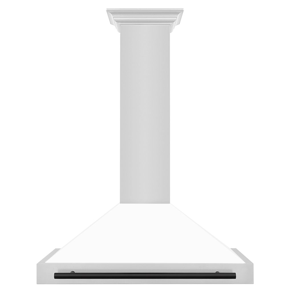 ZLINE KB4STZ WM MB Autograph Edition Convertible Stainless Steel Range Hood - White Matte Shell with Matte Black Accents | Professional Kitchen Ventilation for Modern Homes