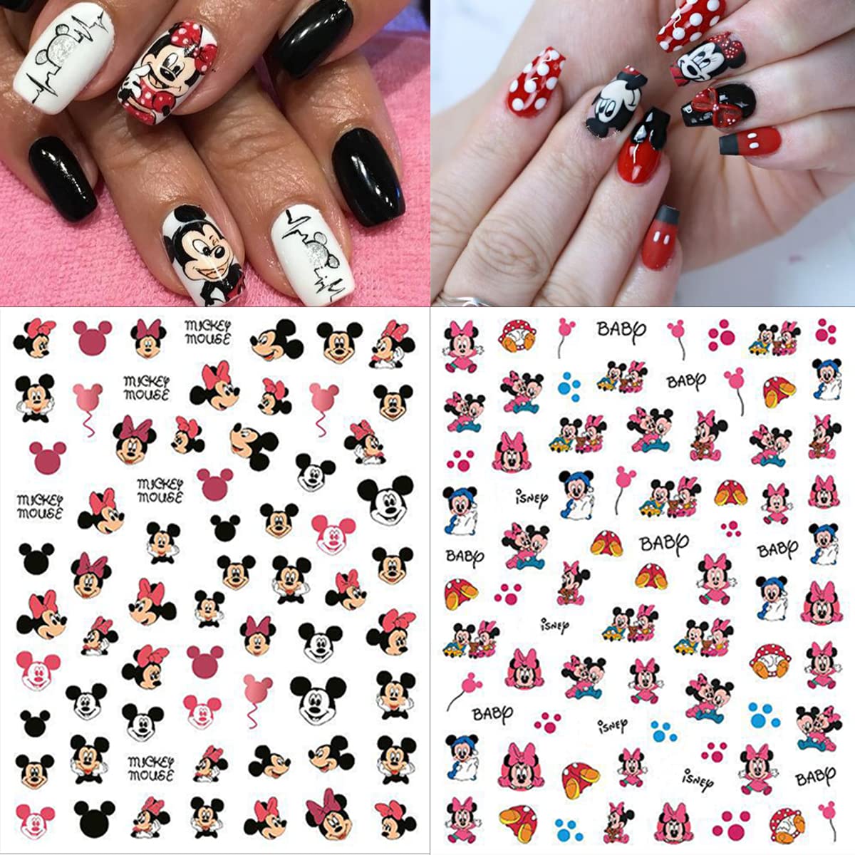 8 Sheets Cute Cartoon 3D Nail Art Stickers - Self-Adhesive Kawaii Nail Decals for DIY Manicure & Acrylic Nails | Nail Art Supplies for Women & Girls | Perfect for Parties, Weddings, and Everyday Nail Decorations