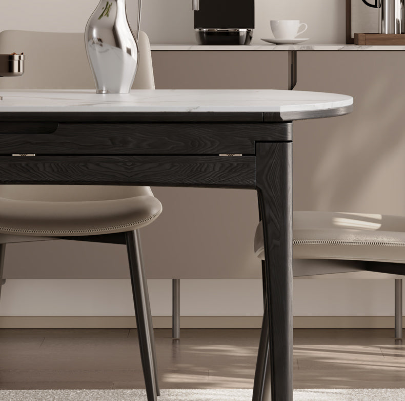Solid Oak Wood Folding Dining Table - Light Luxury Rock Slab Design for Small Spaces, Apartments & Outdoor Dining | Durable & Stylish Home Furniture