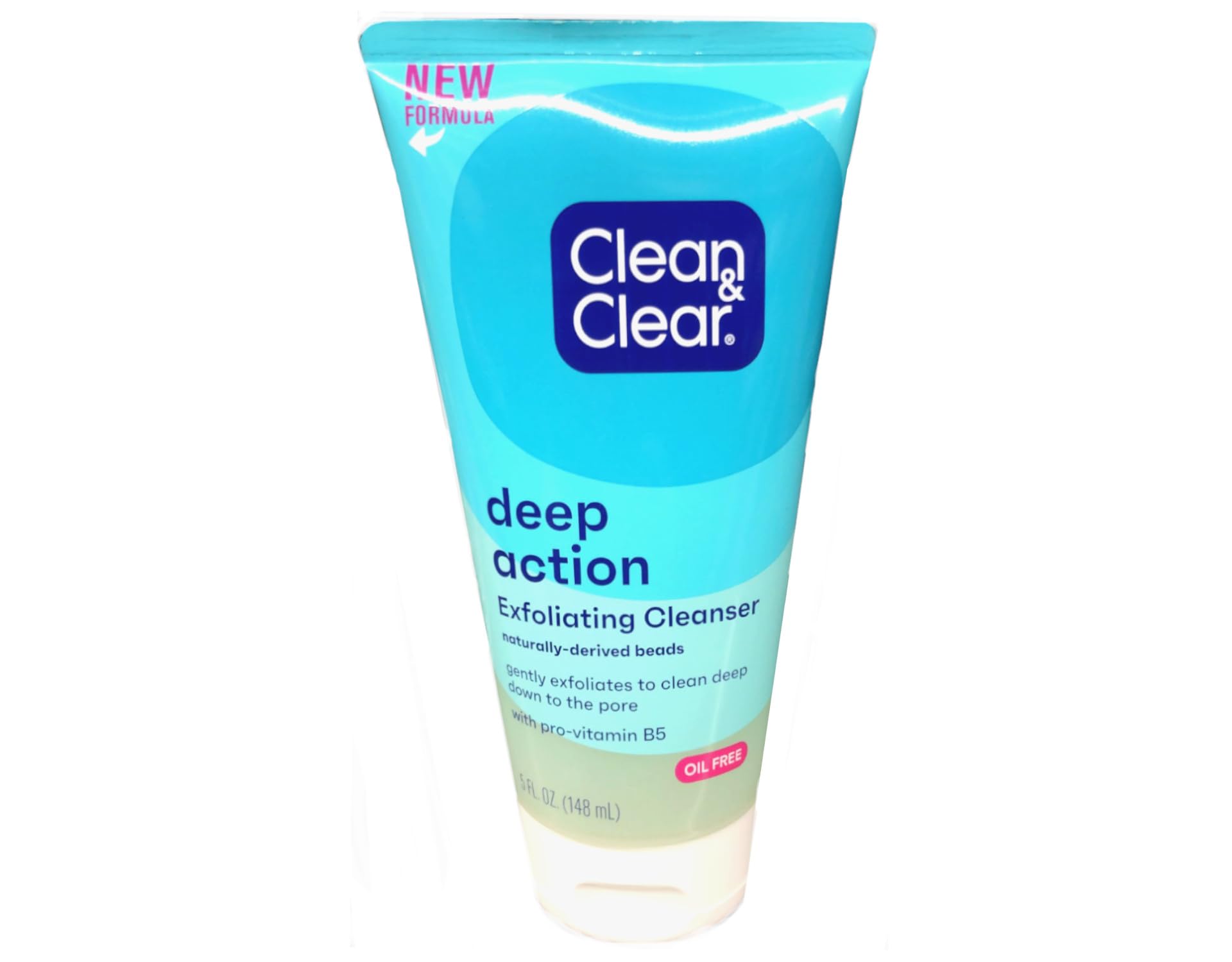 Clean & Clear Deep Action Oil-Free Exfoliating Facial Scrub for Deep Pore Cleansing - Cooling Face Wash with Natural Exfoliating Beads, Refreshing Daily Face Scrub for Acne & Blackheads - 5 oz | Perfect for Morning & Night Skincare Routine