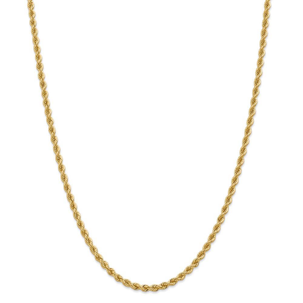 The Black Bow 3.65mm 14k Yellow Gold Handmade Solid Rope Chain Necklace - Perfect for Everyday Wear, Gifts, and Special Occasions