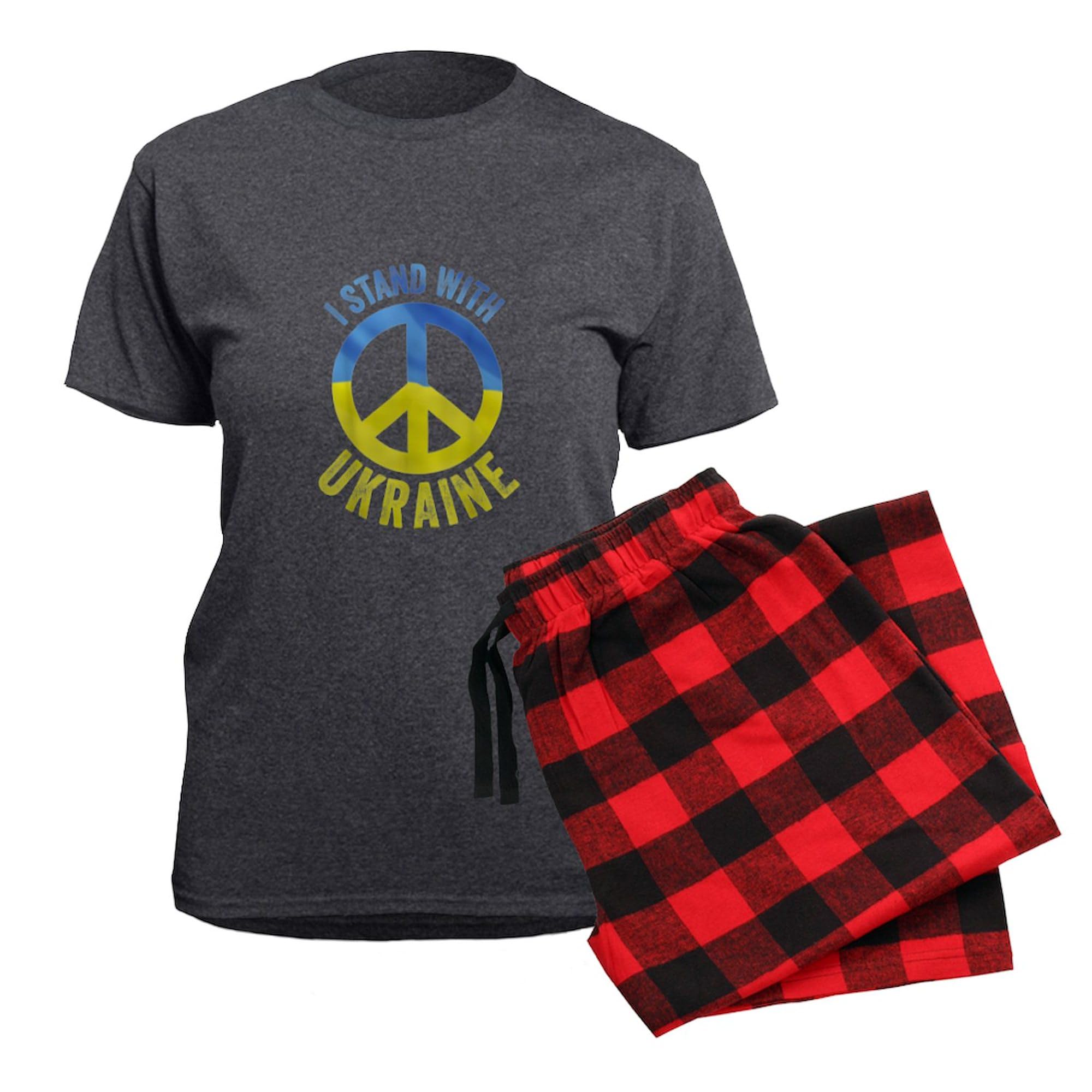 Stand with Ukraine Pajama Set for Women - Comfortable Charcoal Sleepwear | Support Ukraine Cause | Perfect for Sleepovers, Lounging & Showing Solidarity