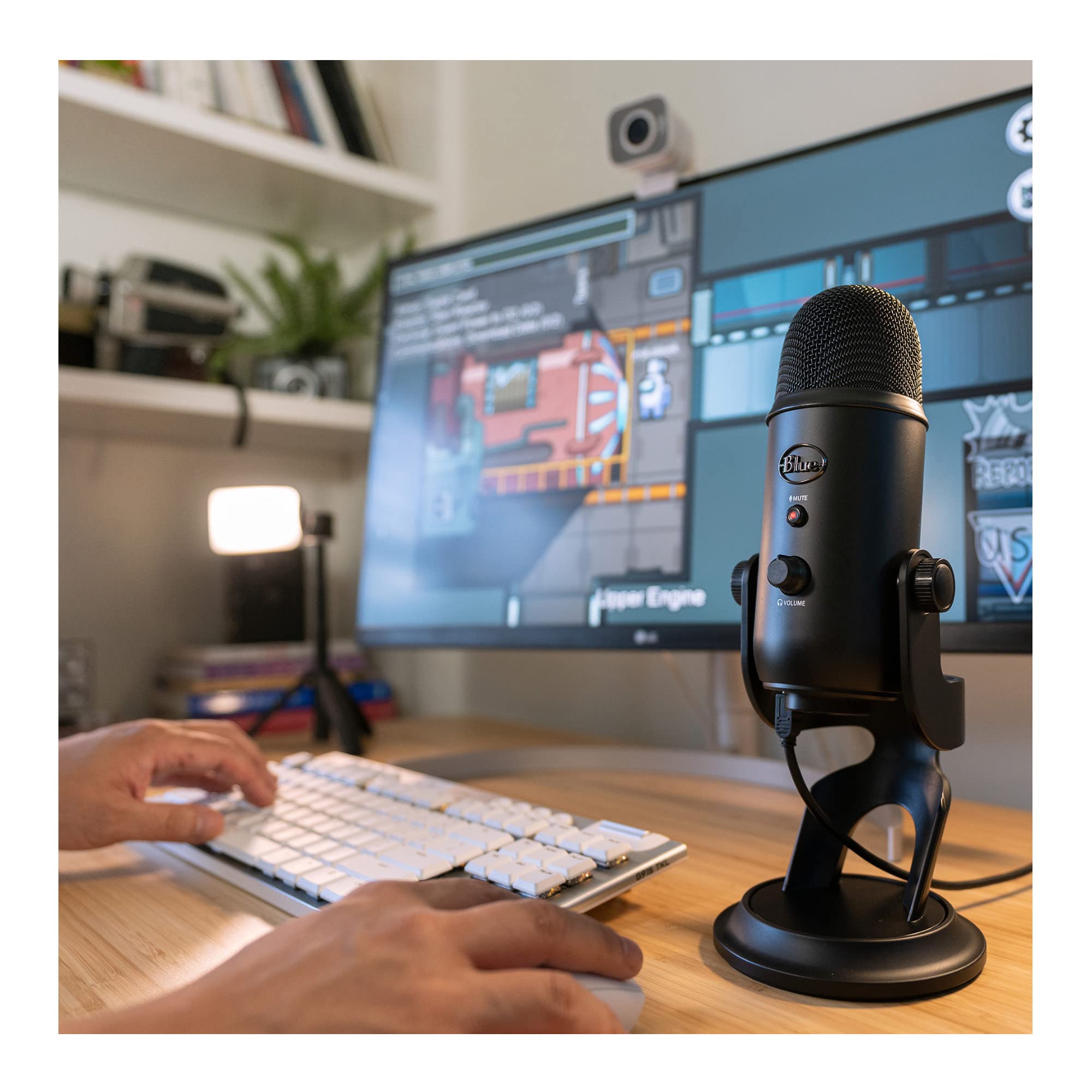 Blue Yeti USB Microphone (Blackout) with Knox Gear Headphones & Pop Filter Bundle - Professional Streaming, Podcasting & Gaming Mic Kit for Content Creators