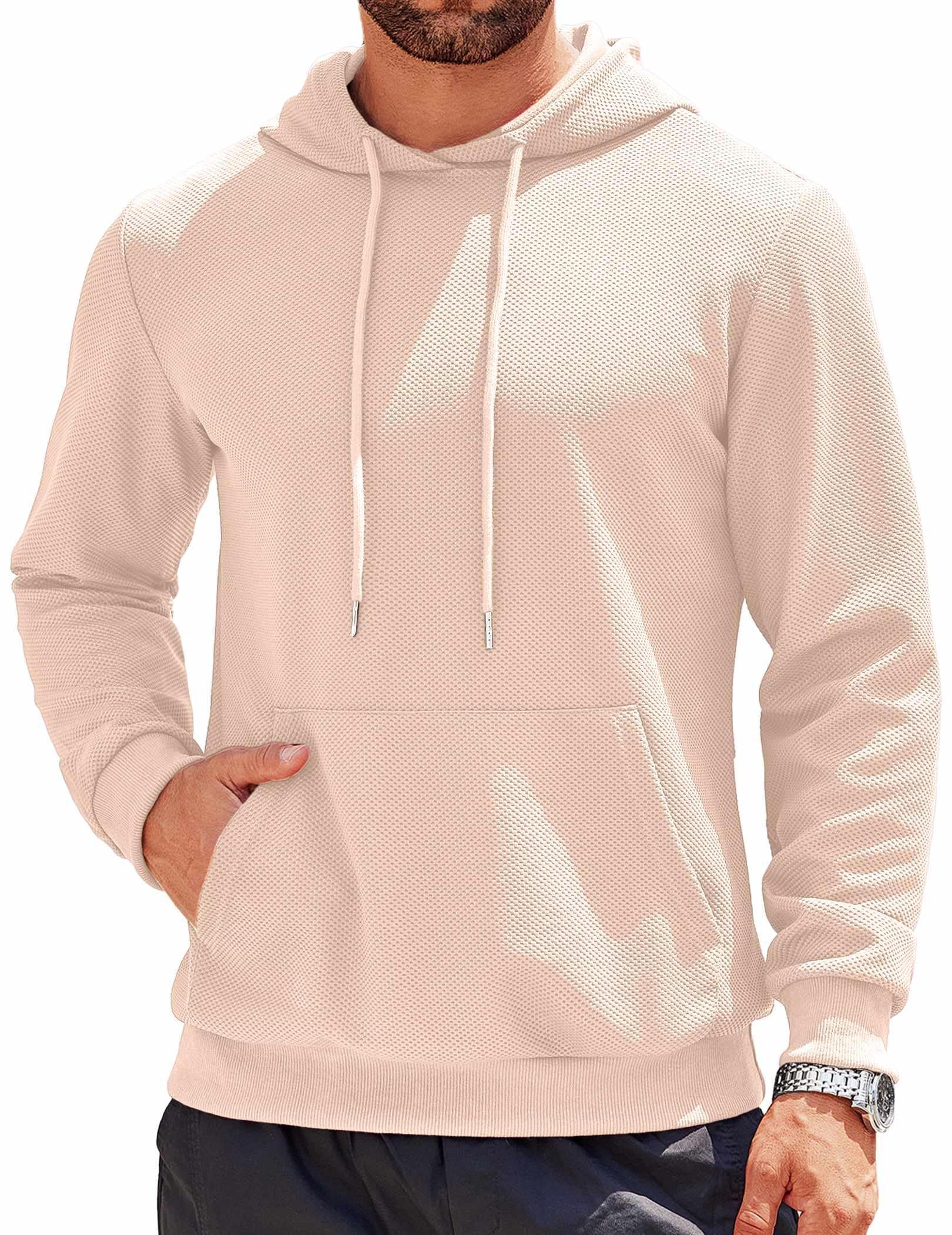 COOFANDY Men's Hooded Sweatshirt - Soft Waffle Knit Pullover Hoodie with Kangaroo Pocket | Long Sleeve Casual Wear for Fall & Winter | Perfect for Outdoor Activities, Travel & Lounge