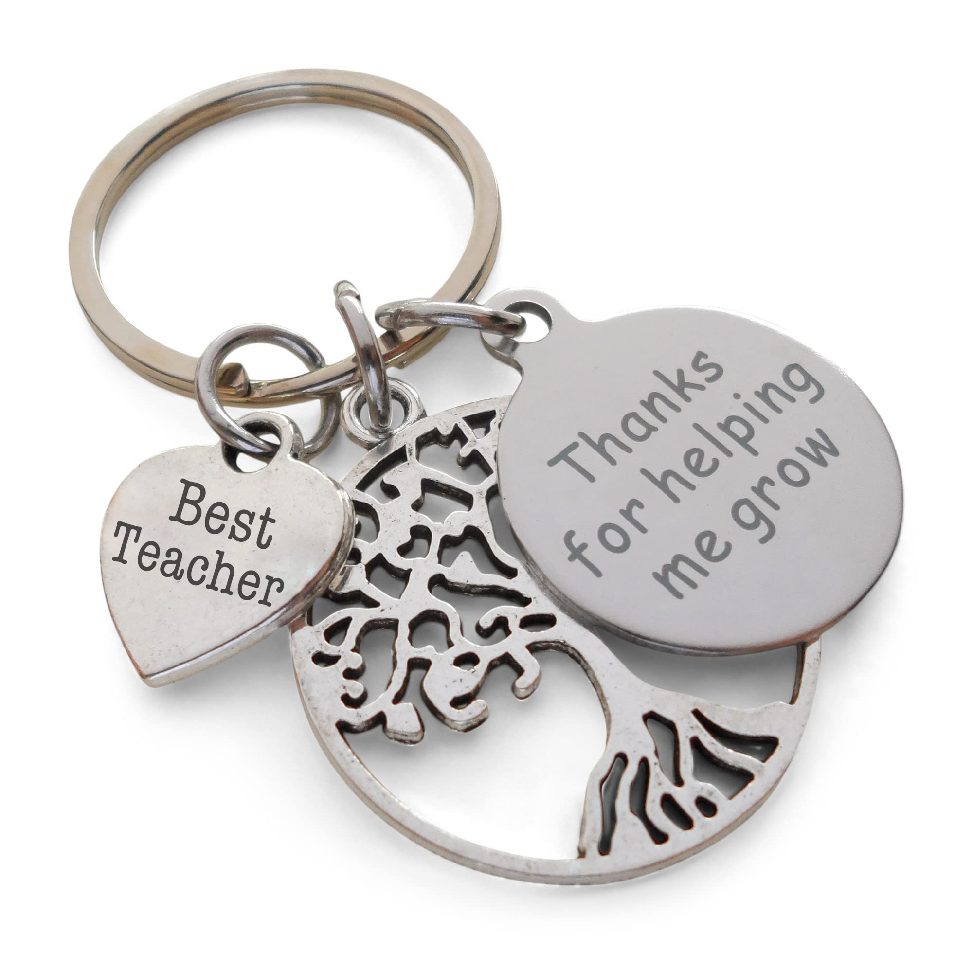 Personalized Teacher Keychain with Engraved Tree & Heart Charm - Thoughtful Teacher Appreciation Gift for Educators, Mentors & School Staff - Perfect for End of Year, Retirement or Thank You Gifts