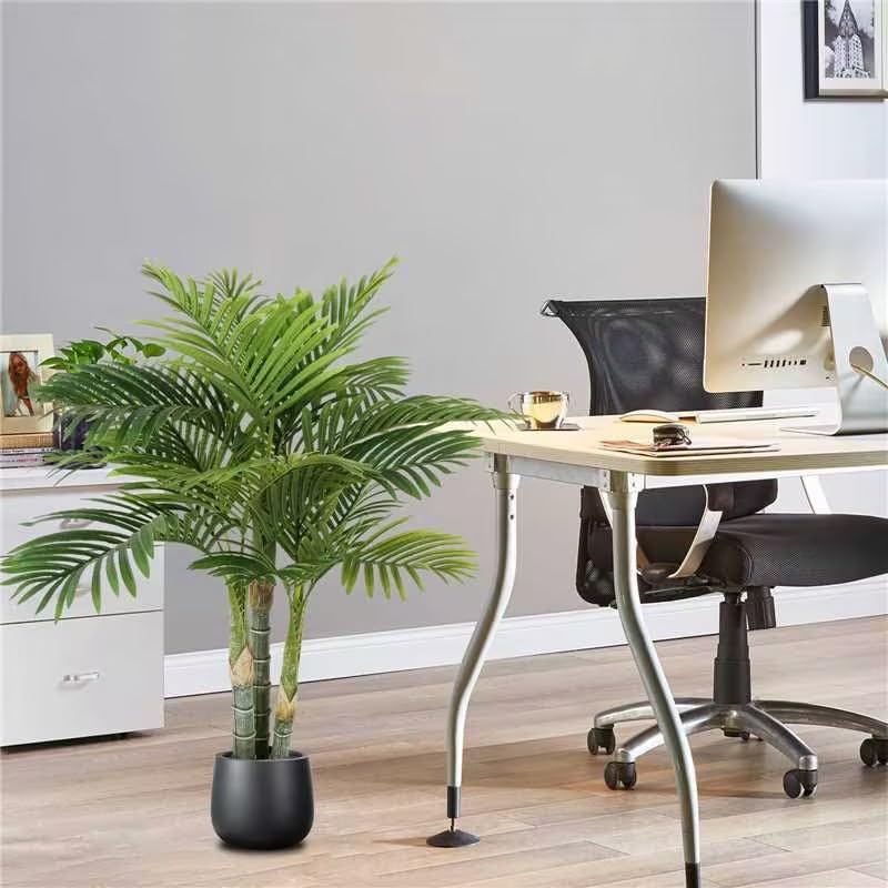 4FT Artificial Palm Tree 2-Pack - Realistic Fake Palm Plants for Home, Living Room, Front Porch, Patio, Pool & Office Decor - Perfect Housewarming Gift - Ideal for Tropical Themed Parties, Beach Weddings & Vacation Rental Styling