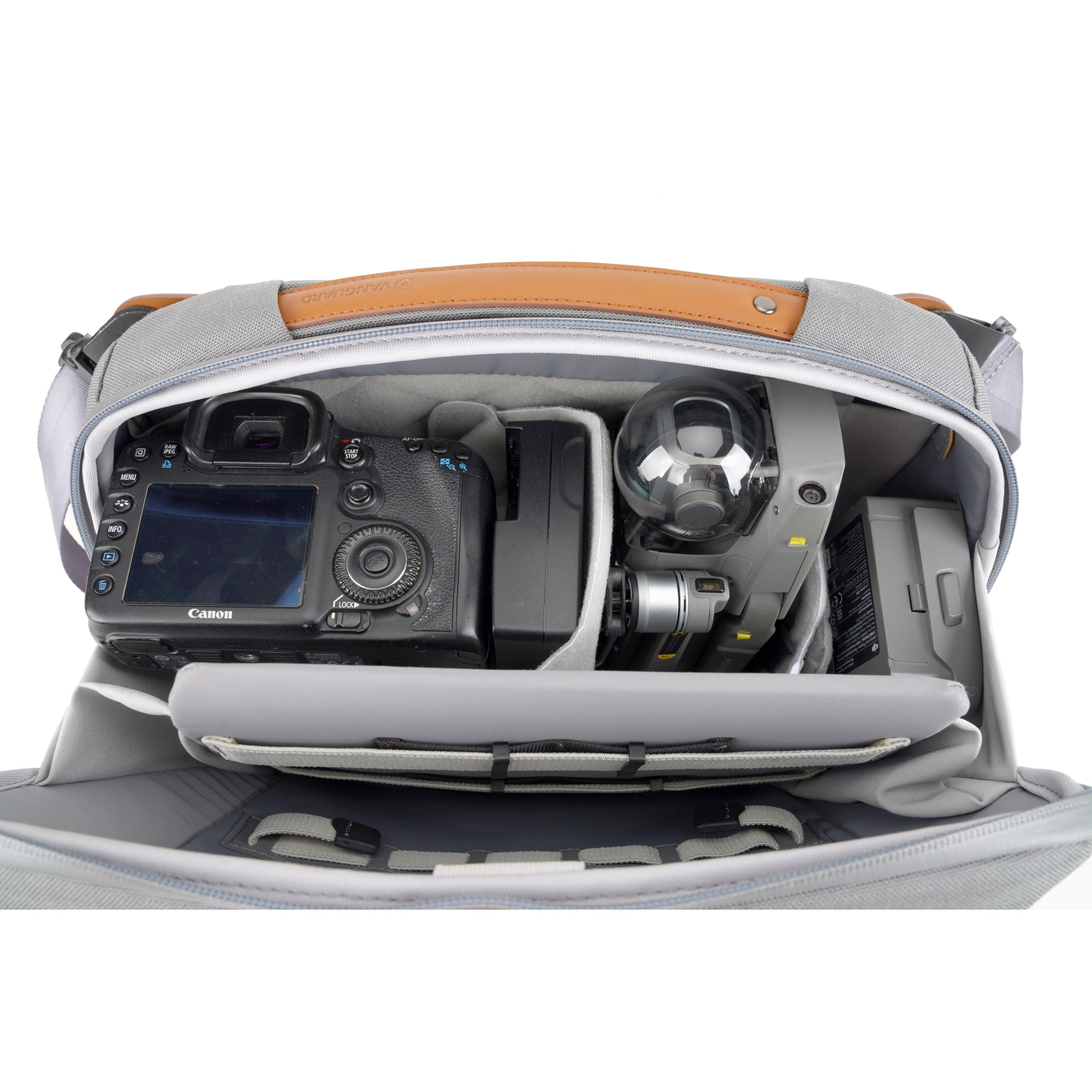 VEO City CB34 GY Crossbody Camera Bag for DSLR - Lightweight Waterproof Gray Shoulder Bag for Travel, Hiking & Everyday Use