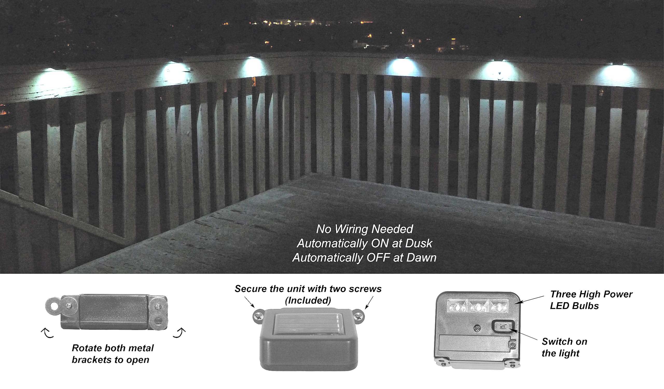 Solar Powered Deck LED Lights - Energy Efficient Outdoor Lighting, Waterproof & Easy Install for Patio, Garden, Pathway (Set of 2) - Perfect for Backyard, Pool Area & Landscape Decoration