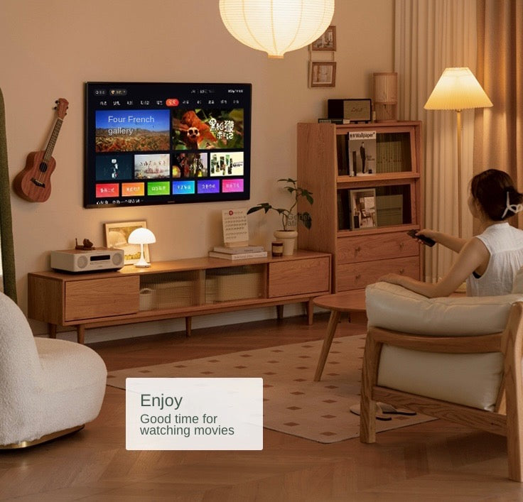 Modern Oak Solid Wood TV Stand with Storage - Stylish Entertainment Center for Living Room, Bedroom & Home Theater