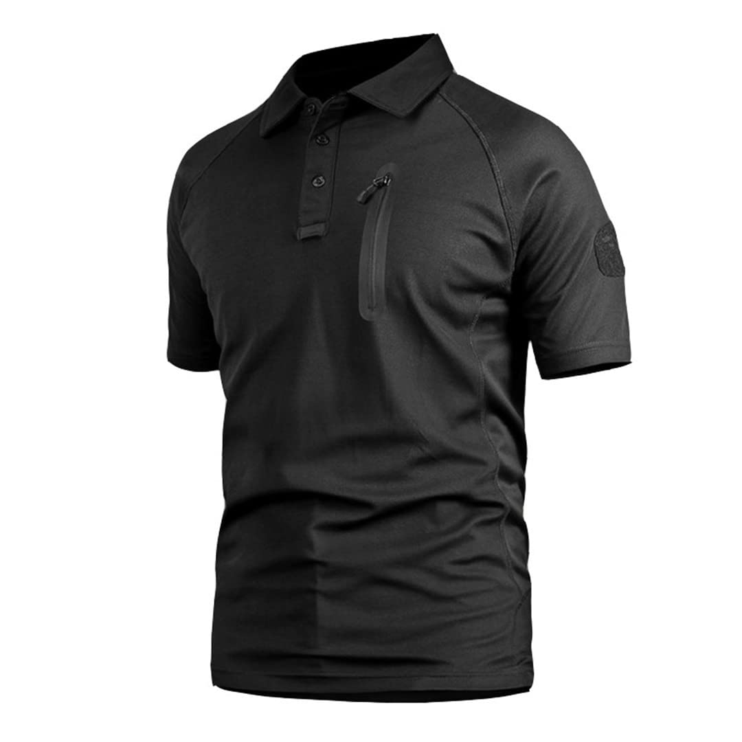 Men's Tactical T-Shirt - Summer Short Sleeve Military Camo Zipper Tee with Quick Dry Technology | Perfect for Outdoor Adventures, Hiking, and Tactical Training