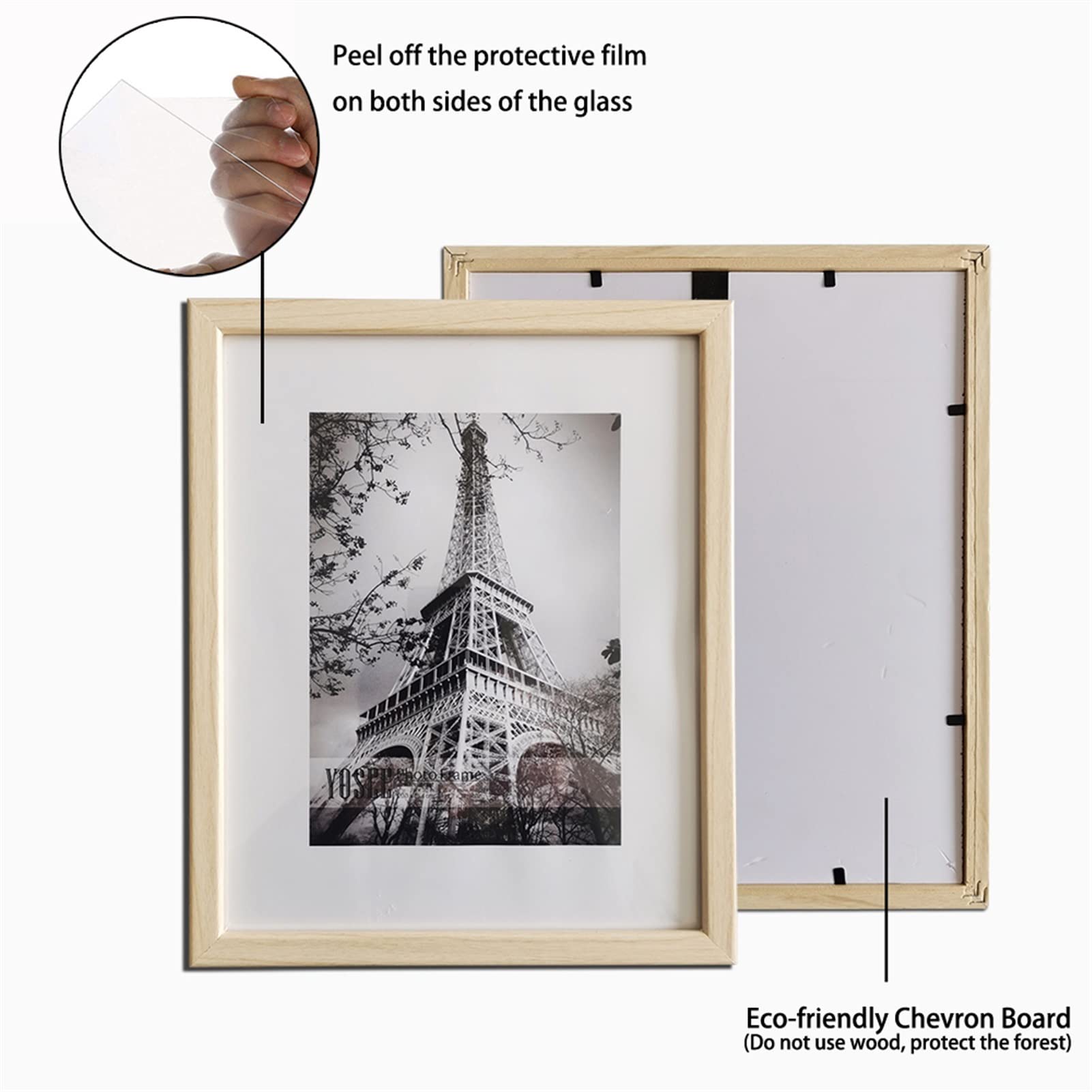 9x13 13x18 20x25cm Glass Photo Frame Set of 2 - Classic Wall & Desktop Picture Frames for Home Decor, Office Display & Gift Giving