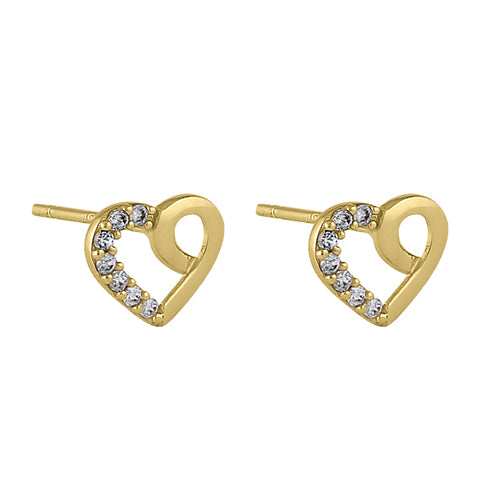 14K Yellow Gold Heart Knot CZ Stud Earrings for Women - Elegant Round Cubic Zirconia Earrings for Valentine's Day, Anniversary & Romantic Gifts