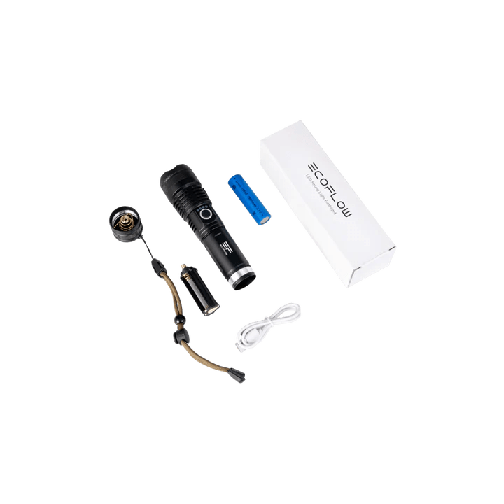 EcoFlow Portable Solar Flashlight - Rechargeable, Waterproof, and Durable for Camping, Hiking & Emergency Preparedness