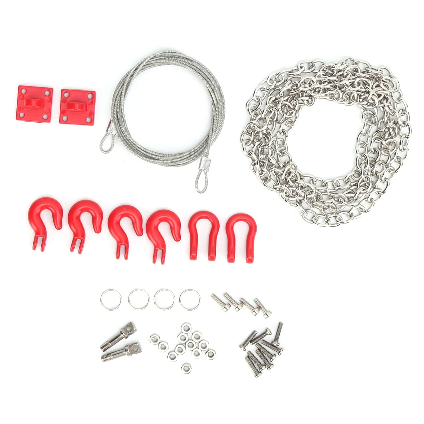01 02 015 RC Trailer Hook Tow Chain - Universal 1/10 Scale RC Crawler Accessory, Lightweight Durable Shackle Bracket with Screw for Off-Road Towing - Perfect for RC Rock Crawling, Trail Adventures & Truck Simulations