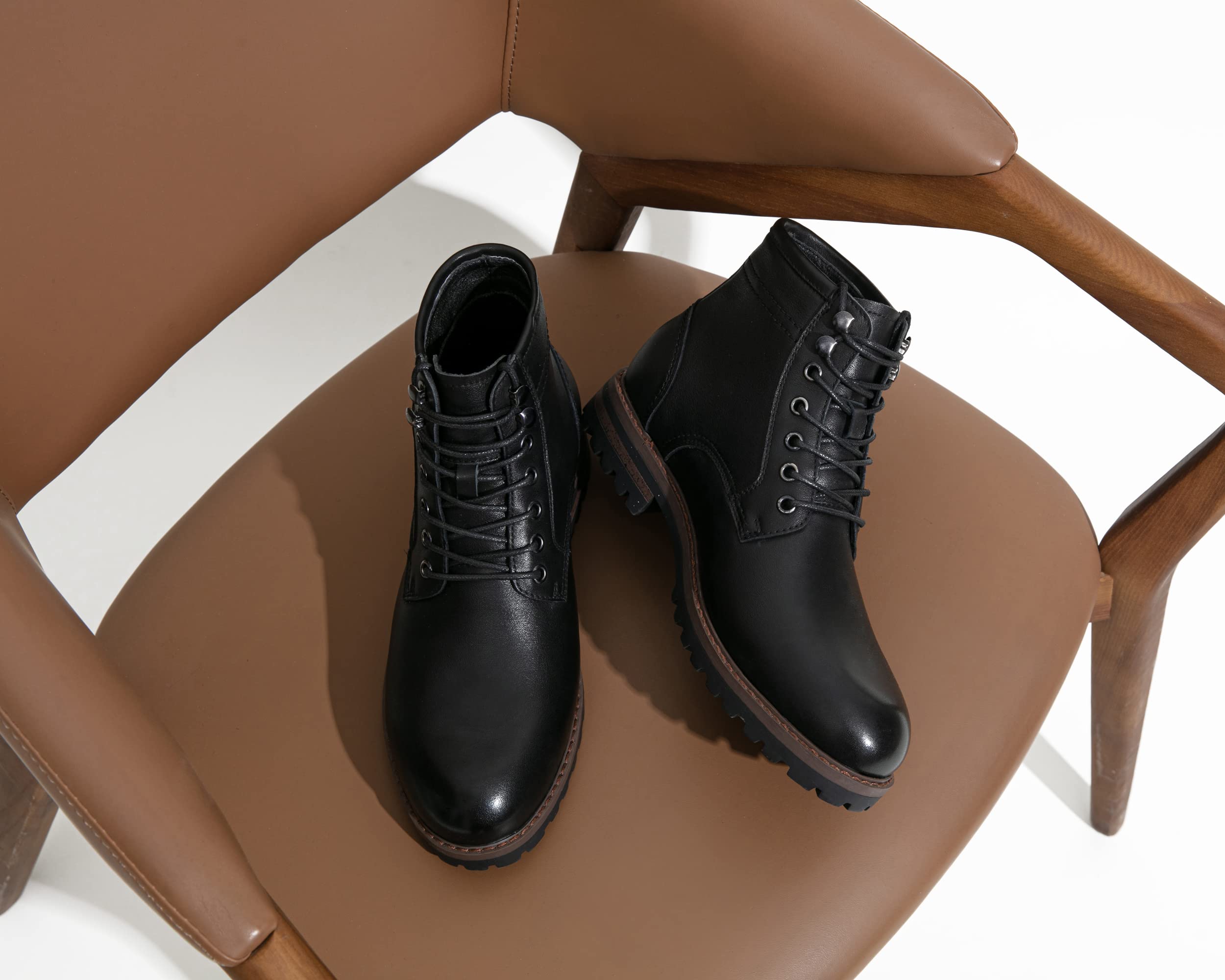 Premium Jousen Men's Chukka Boots - Genuine Leather Black Ankle Boots for Casual & Business Wear | Comfortable & Stylish Footwear for Office, Travel & Outdoor Activities