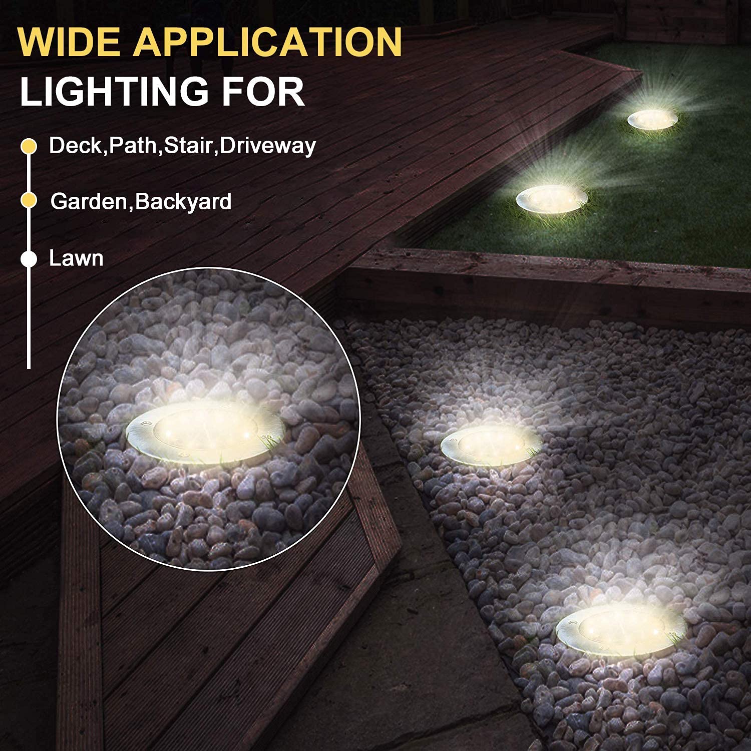 Aogist 12 Pack Solar Ground Lights - 8 LED Waterproof Outdoor Solar Garden Lights for Pathway, Yard, Walkway, Patio & Lawn - Warm White Landscape Lighting for Gardens, Driveways & Backyard Decor