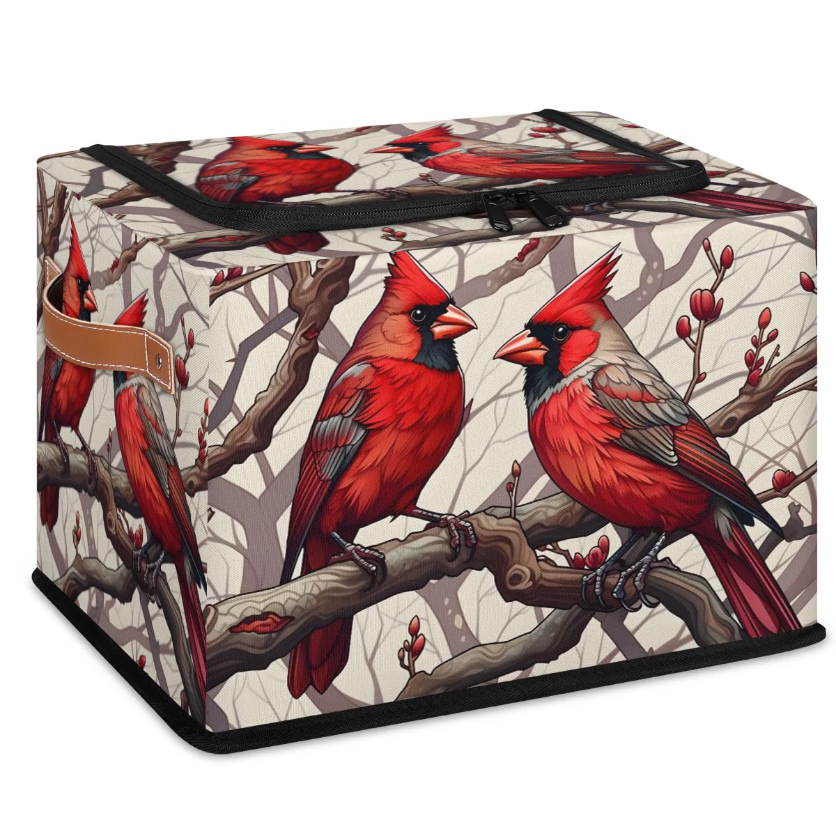 Graceful Birds Storage Bins with Zipper Lid & Handle - 14.2 x 10.2 x 10 Inch Foldable Stackable Closet Organizers - Perfect for Bedroom, Bathroom & Kids Room Storage (2-Pack)