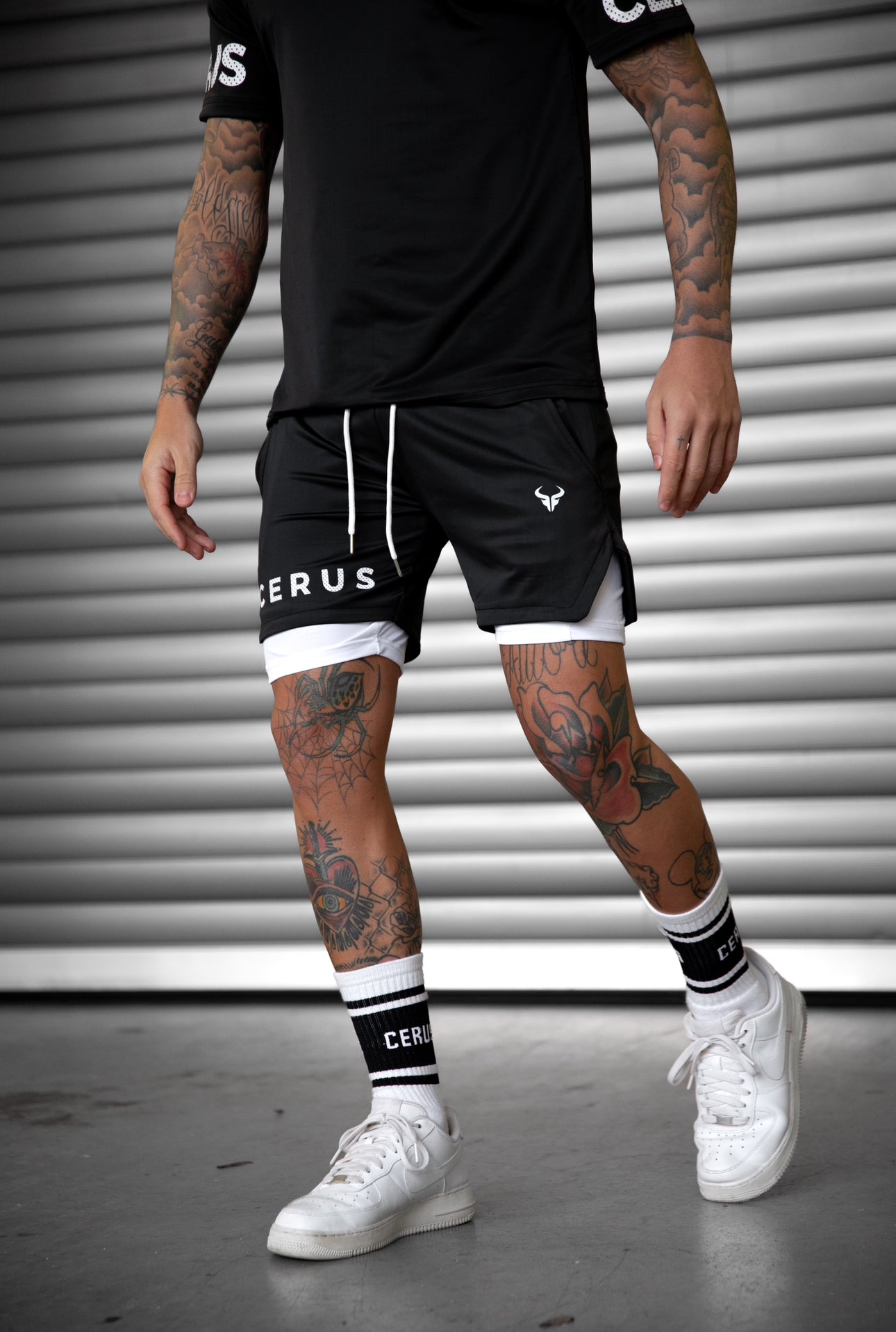 Cerus Black Fusion 2-in-1 Running Shorts with Liner - Men's Athletic Workout Gym Shorts for Jogging, Training & Outdoor Activities