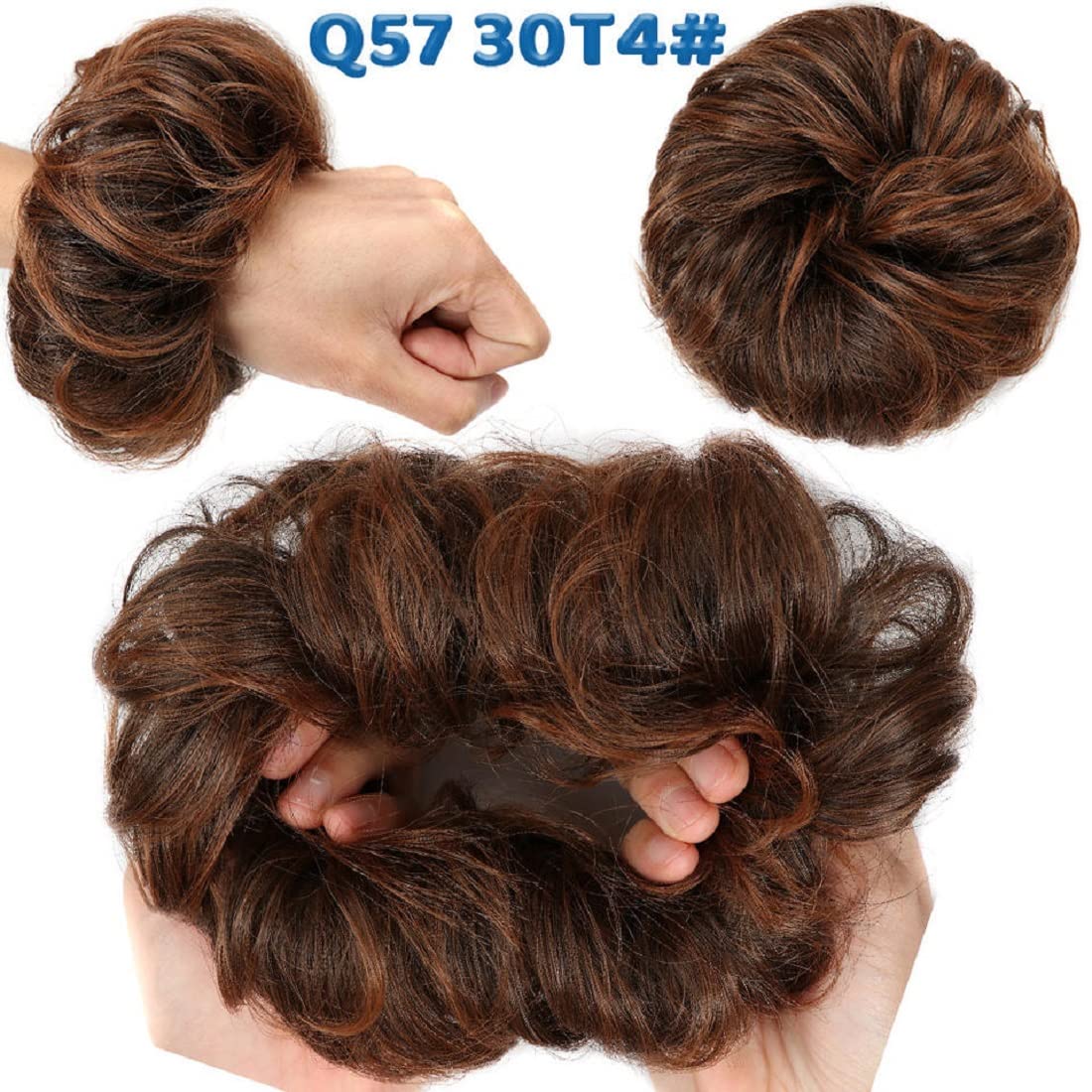 Stylish Synthetic Fiber Brown Ruffle Bun Hairpiece for Women & Girls - Natural Look for Weddings, Parties & Everyday Wear