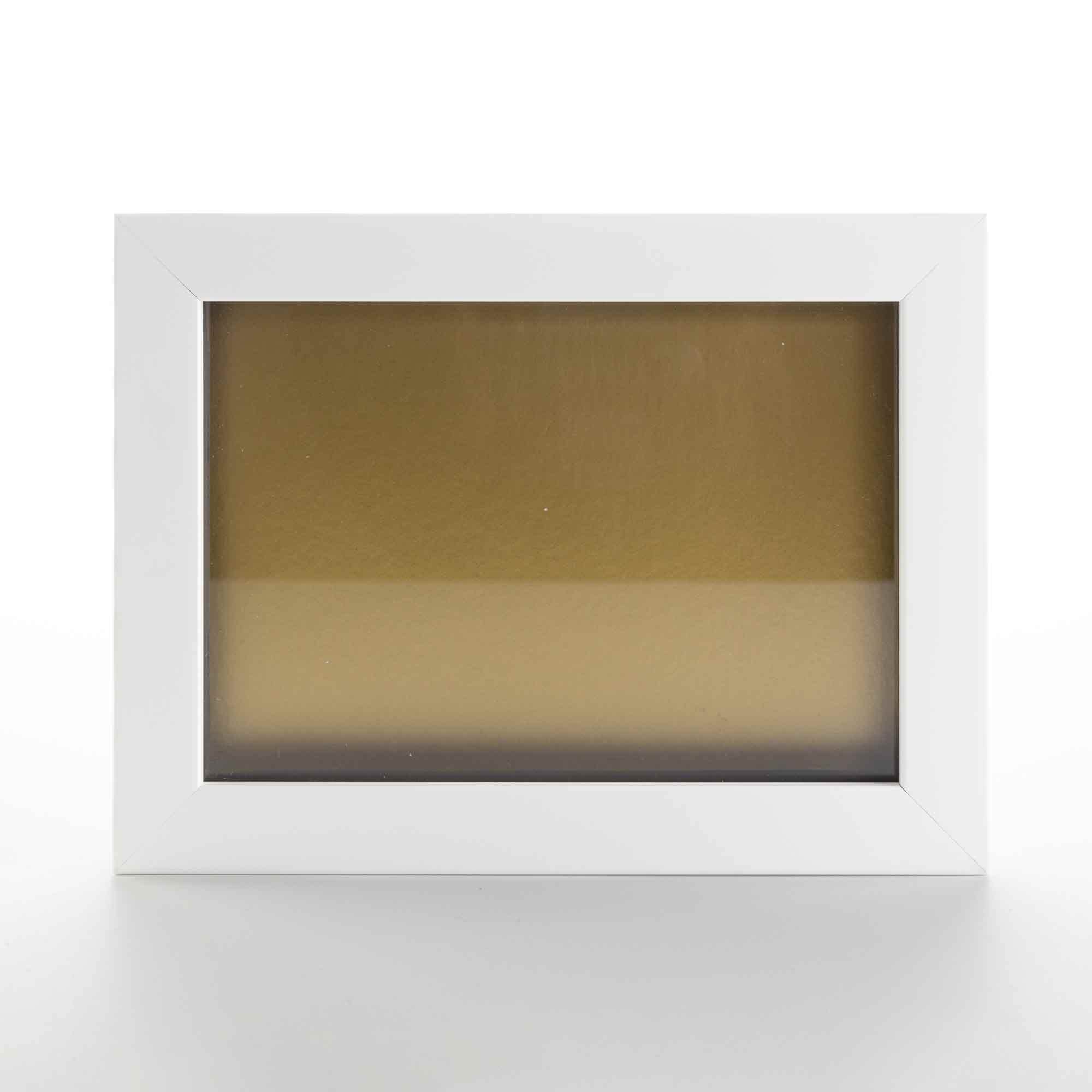 12x16 White Solid Pine Wood Shadow Box Display Frame - Gold Acid-Free Backing, UV Protective Acrylic, 0.75